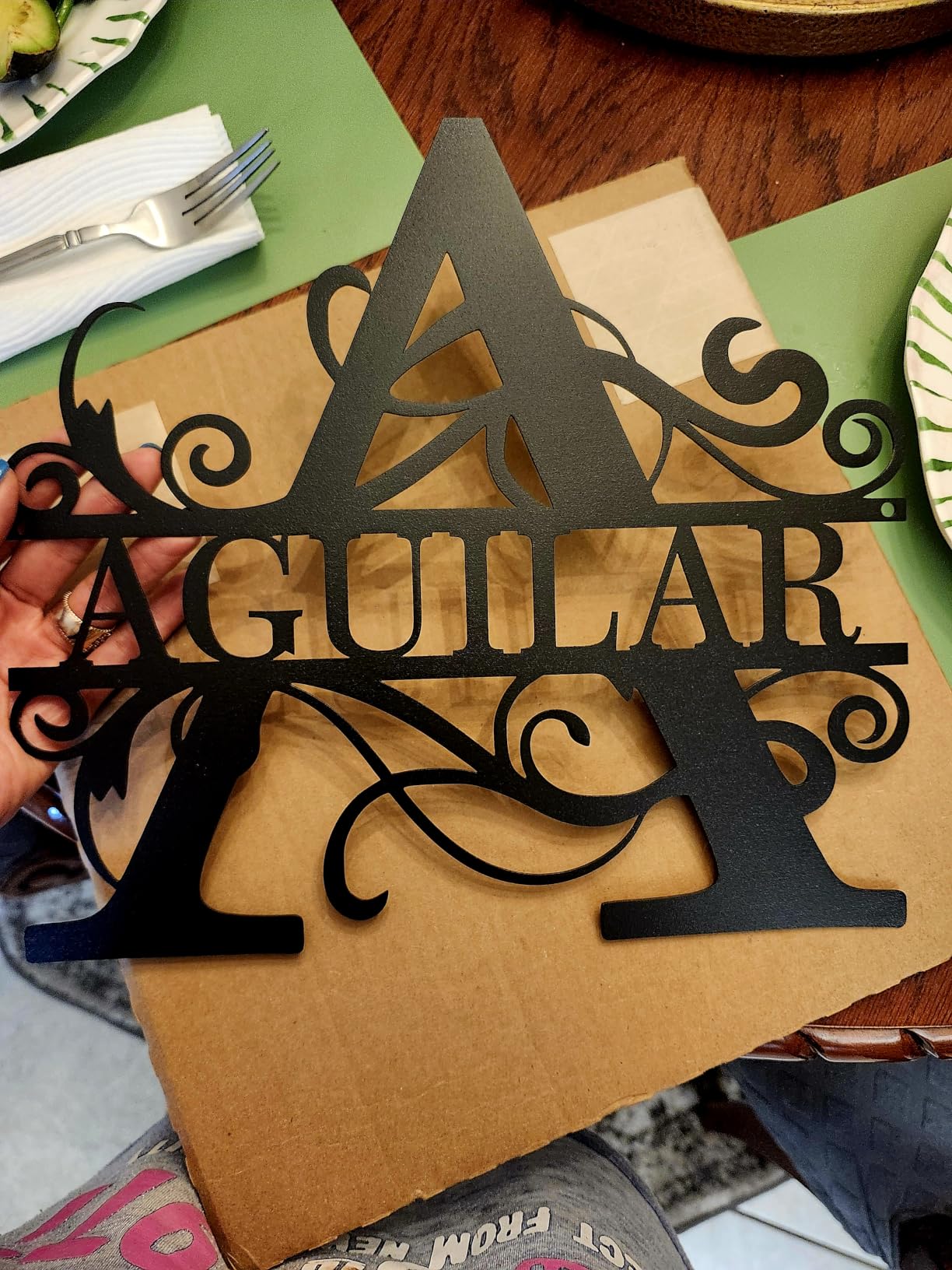 Custom Metal Name Sign | Split Letter Monogram | Outdoor Last Name Sign customer photo 2