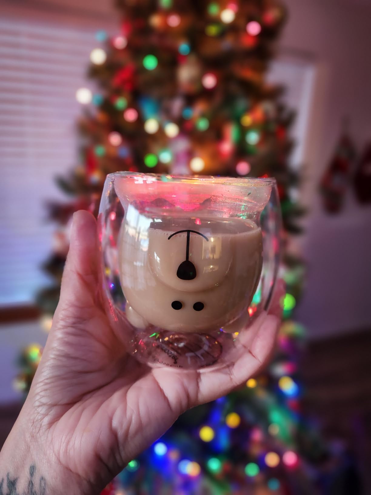 Binoster Panda Mug Cute Mugs Glass Double Wall Insulated Glass Espresso Cup, Kawaii Mug, Coffee Cup, Tea Cup, Milk Cup, Birthday Christmas Gifts (Panda) customer photo 1
