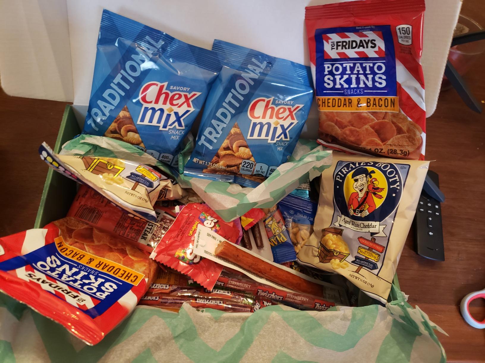 Military Men's Hearty Snack Box (50 Piece Variety Gift Basket Care Package) Jerky, Nuts, Chips, Pretzels, Variety Pack - My College Crate customer photo 1