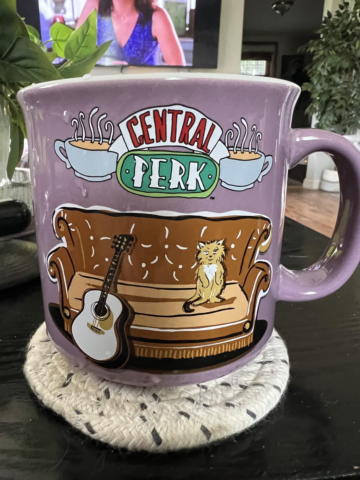 Silver Buffalo FRIENDS Central Perk Smelly Cat, Ceramic Camper Mug, 20oz | Iconic Orange Couch and Guitar customer photo 1