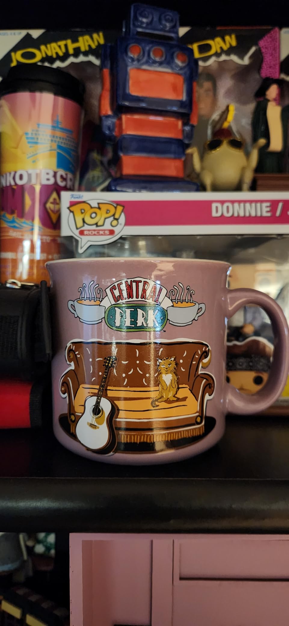 Silver Buffalo FRIENDS Central Perk Smelly Cat, Ceramic Camper Mug, 20oz | Iconic Orange Couch and Guitar customer photo 2