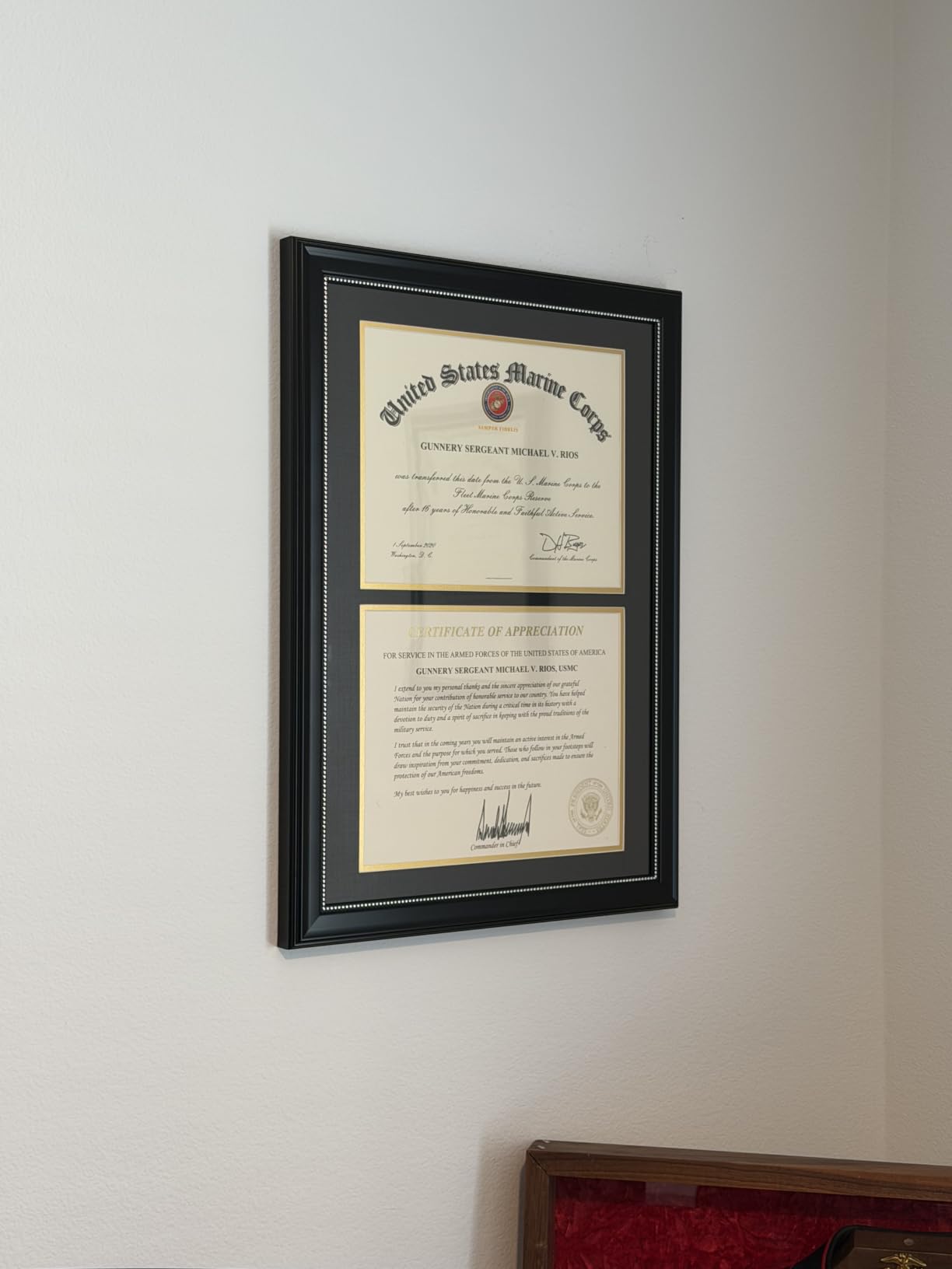 GraduationMall 8.5x11 Diploma Frame with Black over Gold Mat or Display 11x14 Document without Mat, UV Protection Acrylic, Mahogany with Gold Beads customer photo 1