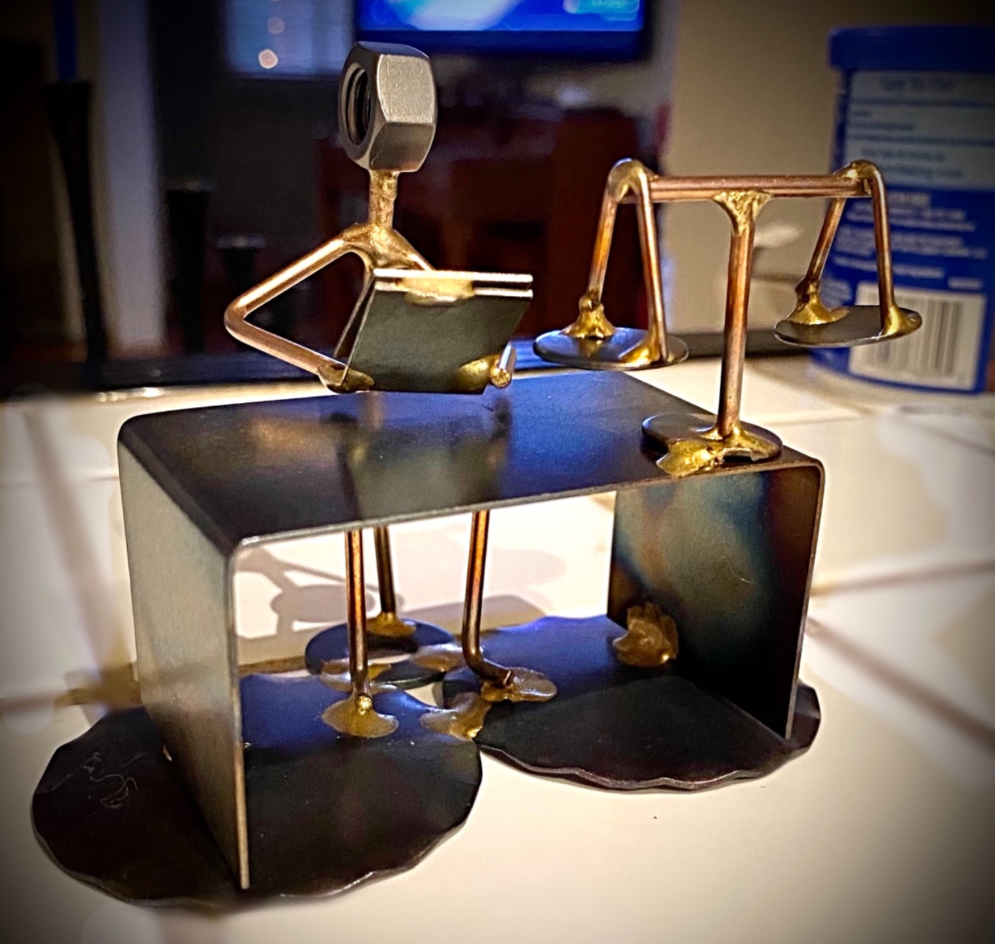 Lawyer - Handmade Figurine - Hand Welded Metal Art and Recycled Material Sculptures - Unique Desk Accessories, Law Office Decor, & Lawyer Gifts - Made in the USA customer photo 1