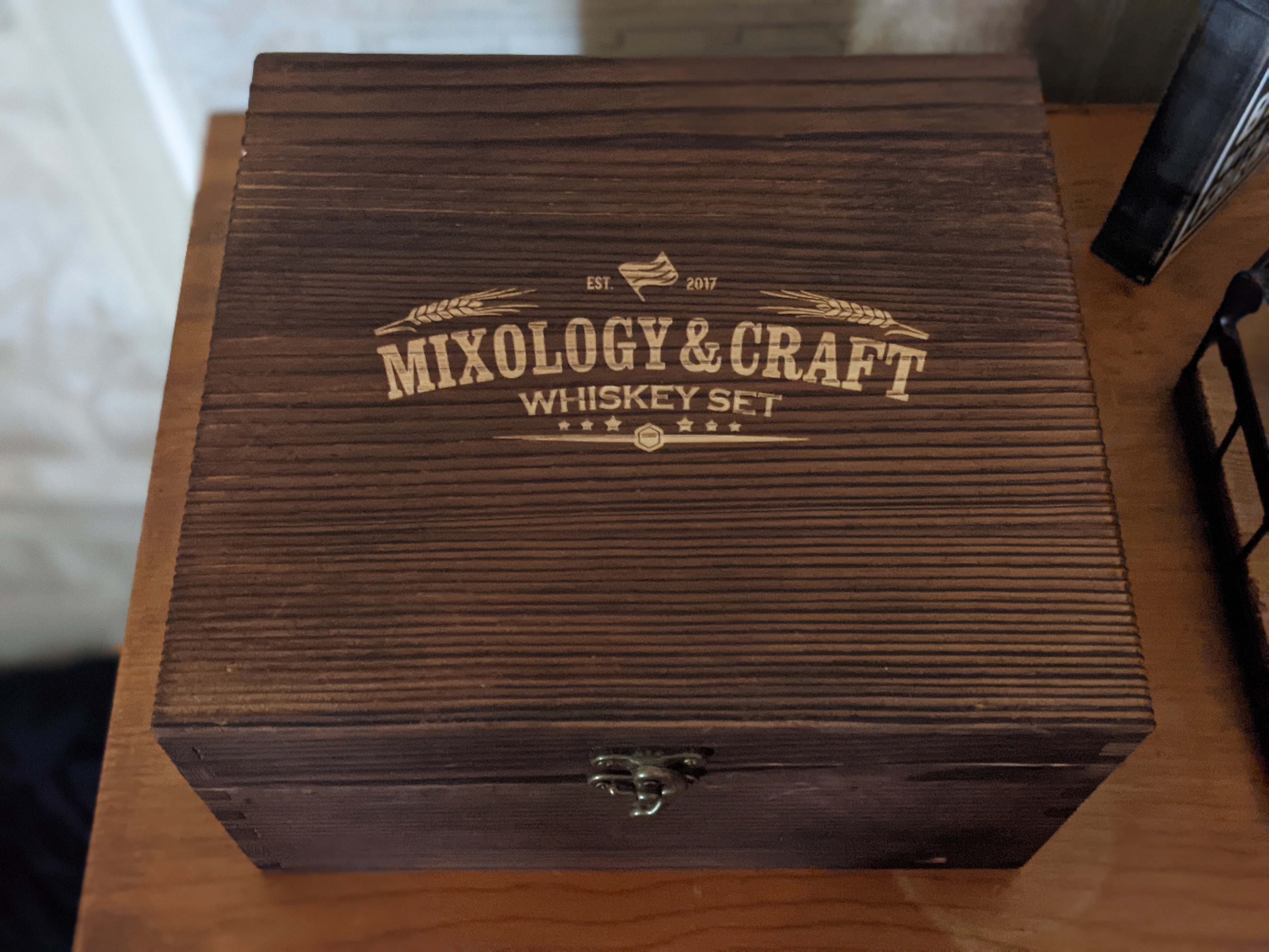 Mixology & Craft Whiskey Stones Gift Set: with Two 10oz Lead-Free Crystal Whiskey Glasses, 8 Whiskey Stones with Velvet Bag, 2 Slate Coasters & Recipe Cards in Wooden Crate | Great customer photo 2
