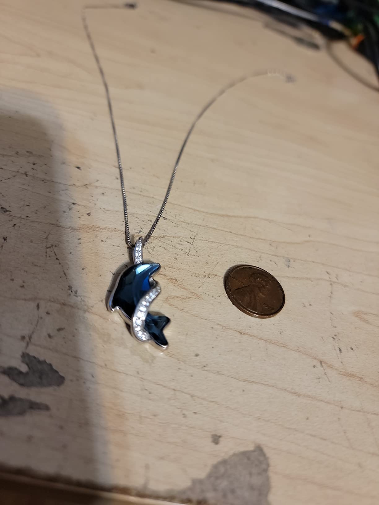 Dolphin Gifts for Women Sterling Silver Dolphin Crystal Necklace customer photo 1