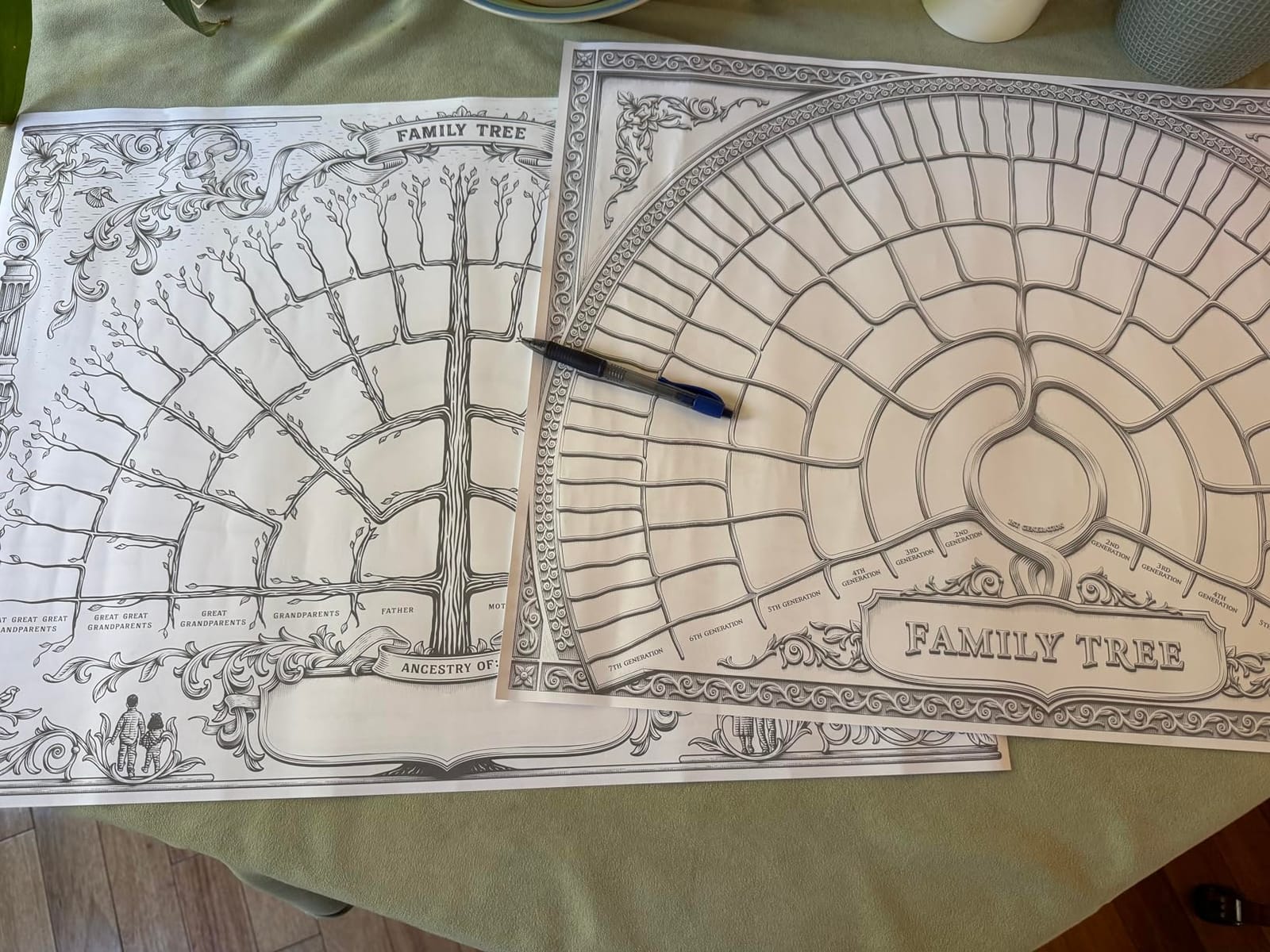 Palace Learning 3 Pack - Family Tree Chart To Fill In- 6 Generation Genealogy Poster - Blank Fillable Ancestry Chart [Version 1] (18