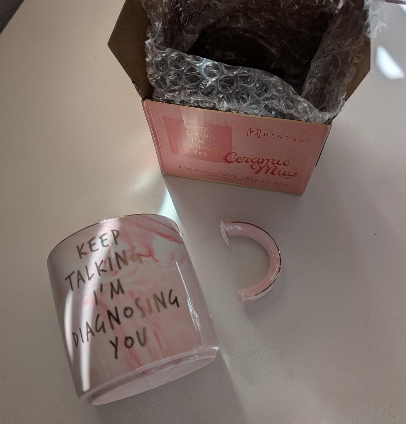 Psychology Gifts Funny Gift Idea for Psychologist, Psychiatrist, Therapist, School Counselor, Women, Boss, Mom, Coworker, Graduation - Keep Talking I'm Diagnosing You - Pink Coffee Mug 11.5oz Cup customer photo 2