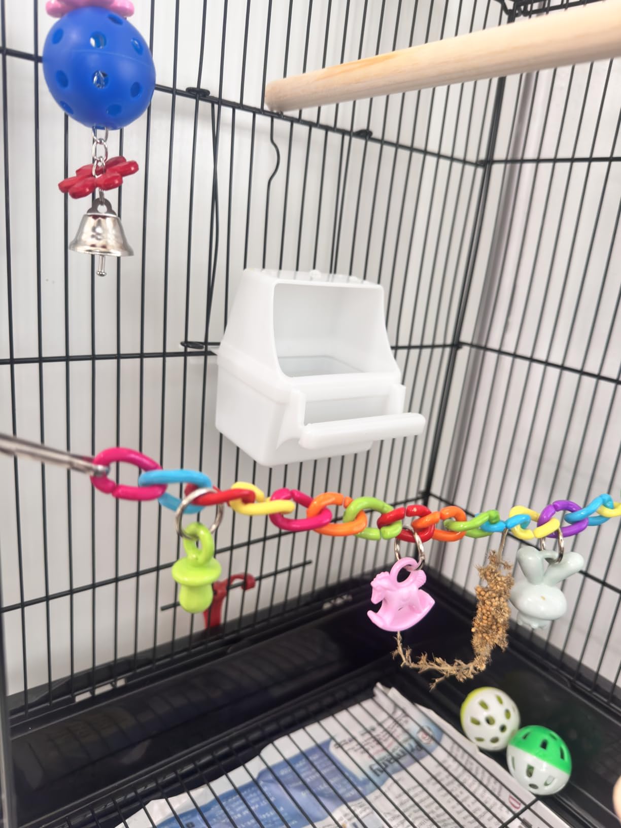 Bird Parakeet Toys - Swing Hanging Standing Chewing Hammock Climbing Ladder Bird Cage Colorful Toys Suitable for Budgerigar, Parakeet, Conure, Cockatiel, Mynah, Love Birds, Finches customer photo 1