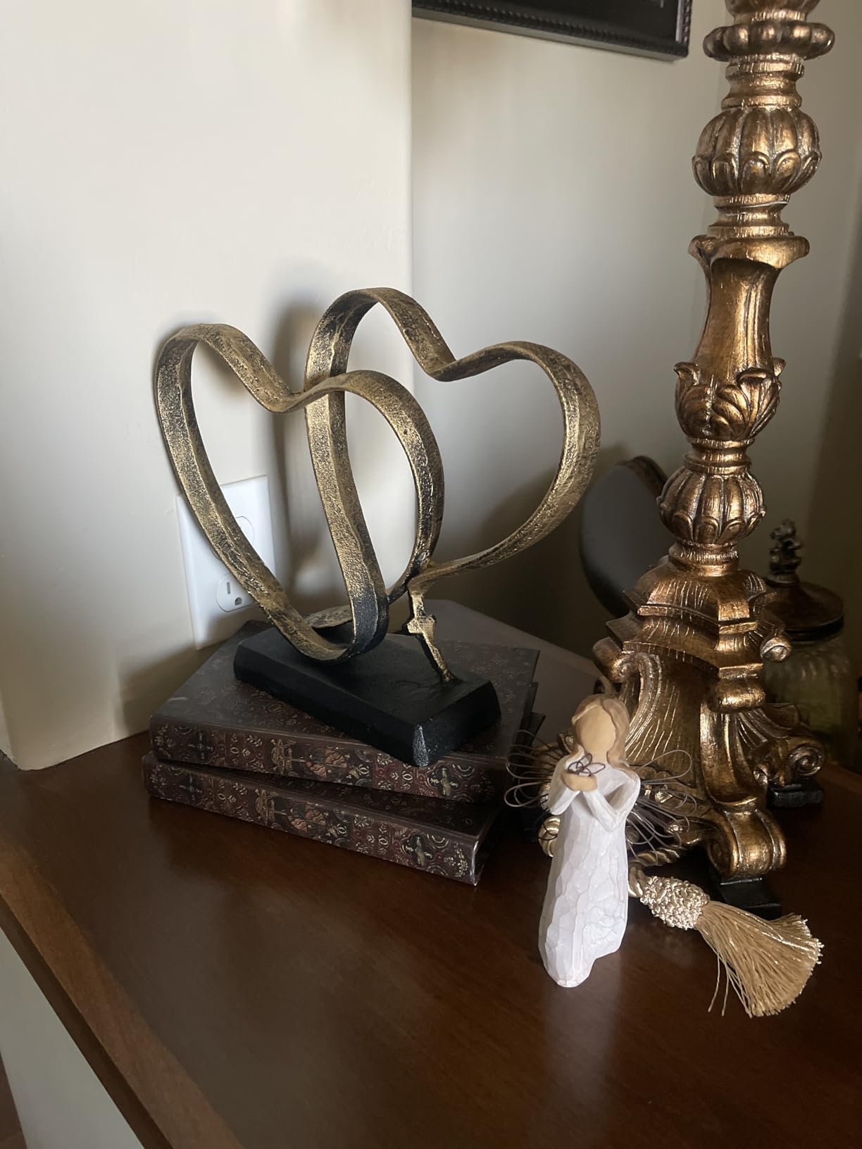 DCAPILLA Wedding Anniversary Couples Gift - Two Hearts and Cross Iron Sculpture, Heart Decoration Gift for Her and Him, 1st to 50th or 60th Anniversary customer photo 1