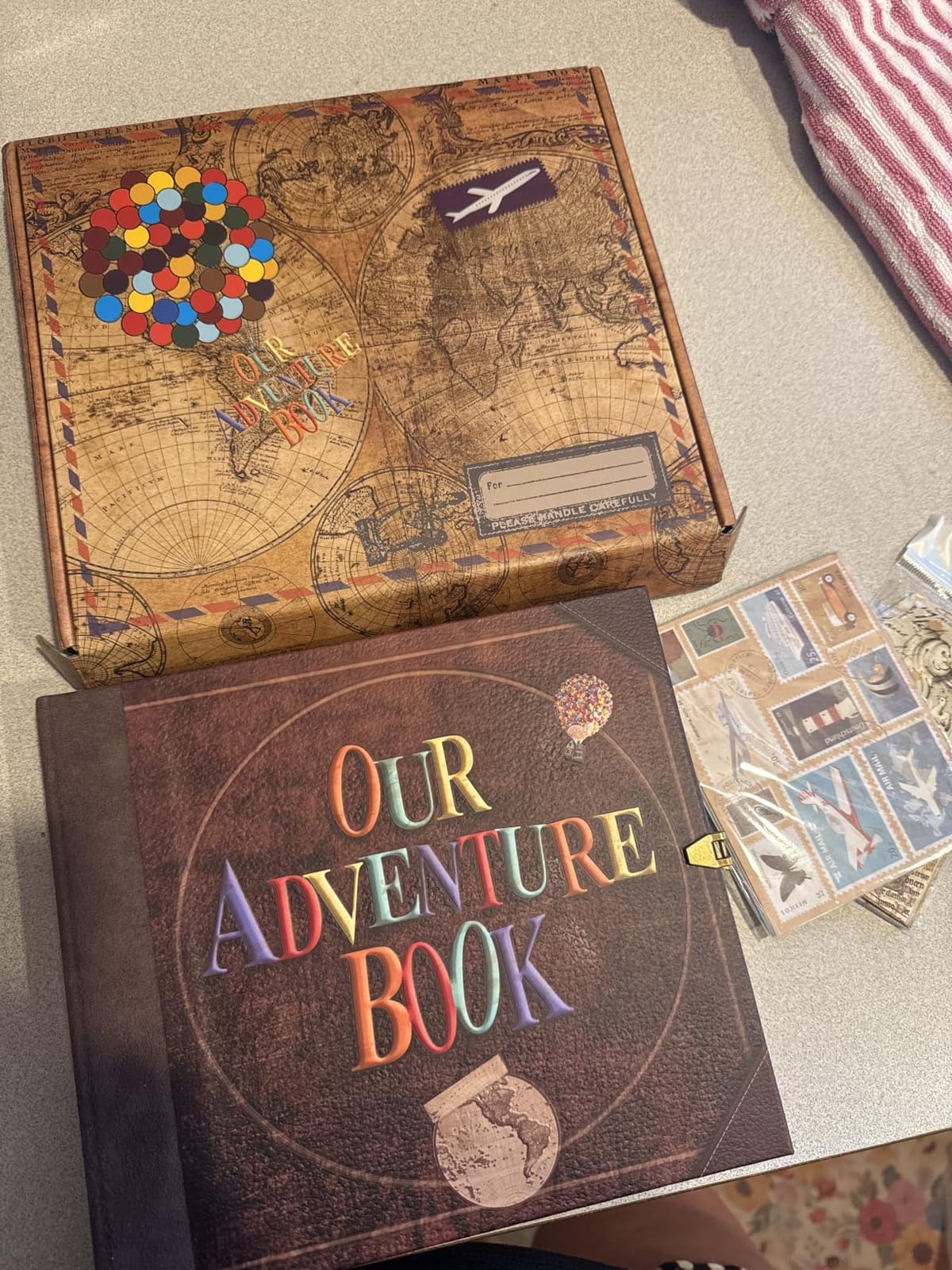 JIMBON Our Adventure Book Scrapbook Photo Album Retro Style Embossed Letter Cover Travel Diary Journal Scrap Book Kit For Couples,Memory Book For Anniversary Wedding customer photo 1