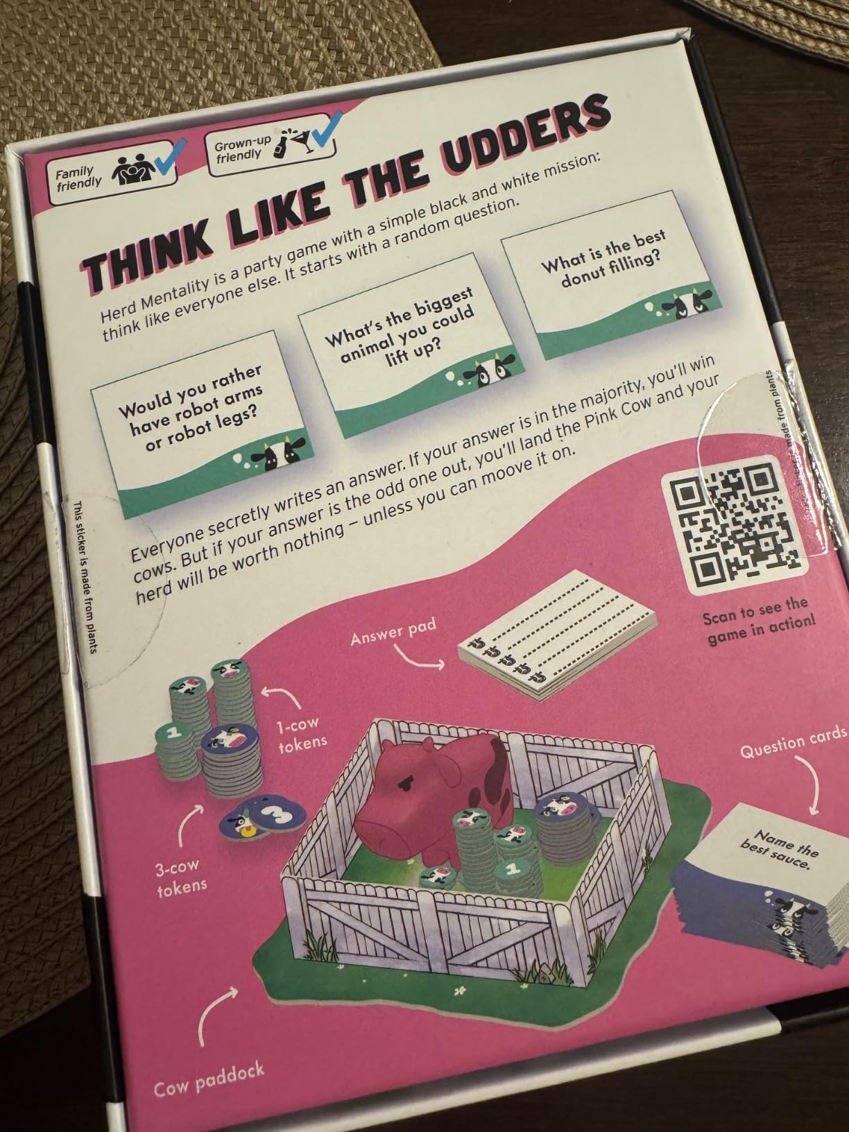 Herd Mentality Udderly Funny Family Board Game, Ages 10+ | Award-Winning Gift, Easy to Learn for 4-20 Players, Great Icebreaker, Family Game Night, Dodge the Pink Cow, Kids & Adults customer photo 1