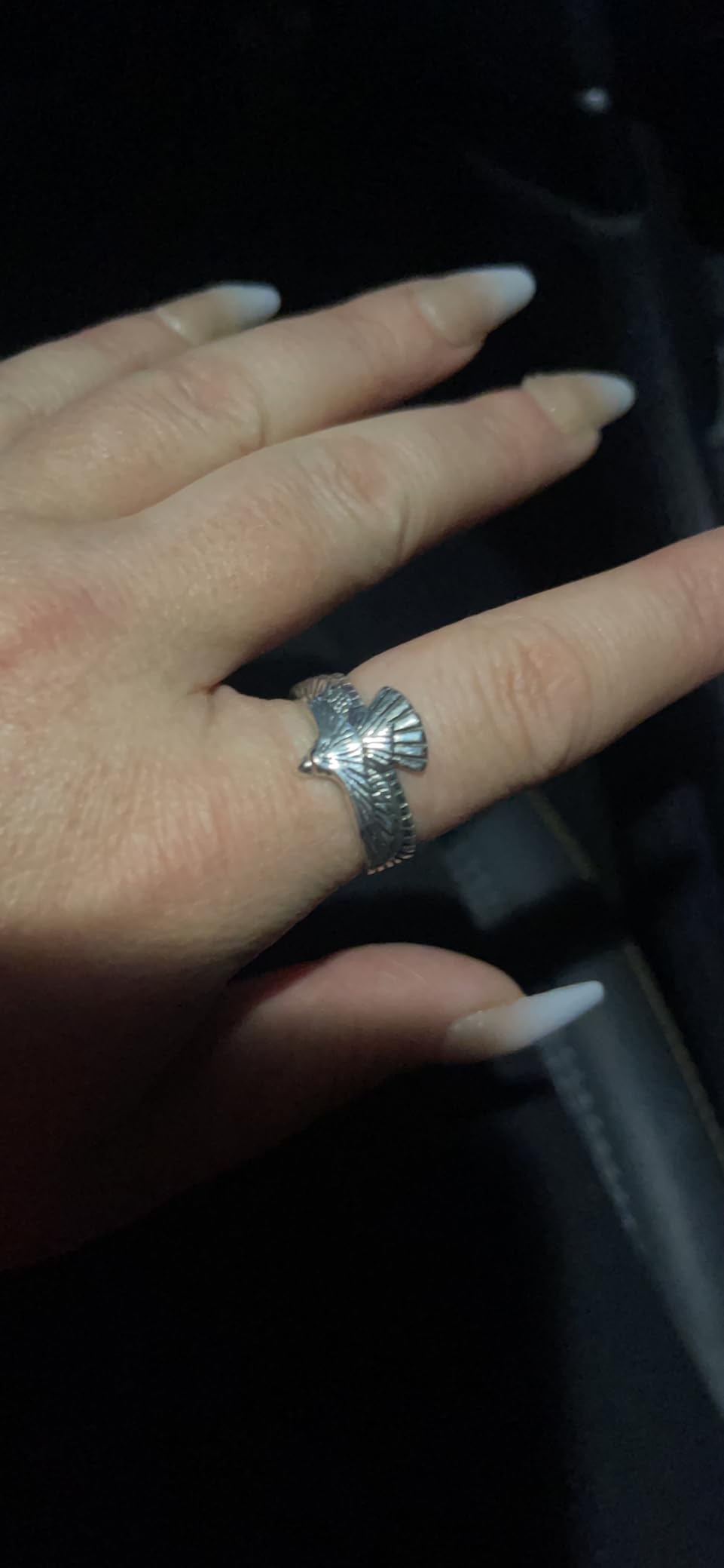 Retro Eagle Ring Thai Silver Feather Hawk Falcon Adjustable Ring Trendy Personality Ring for Men customer photo 1