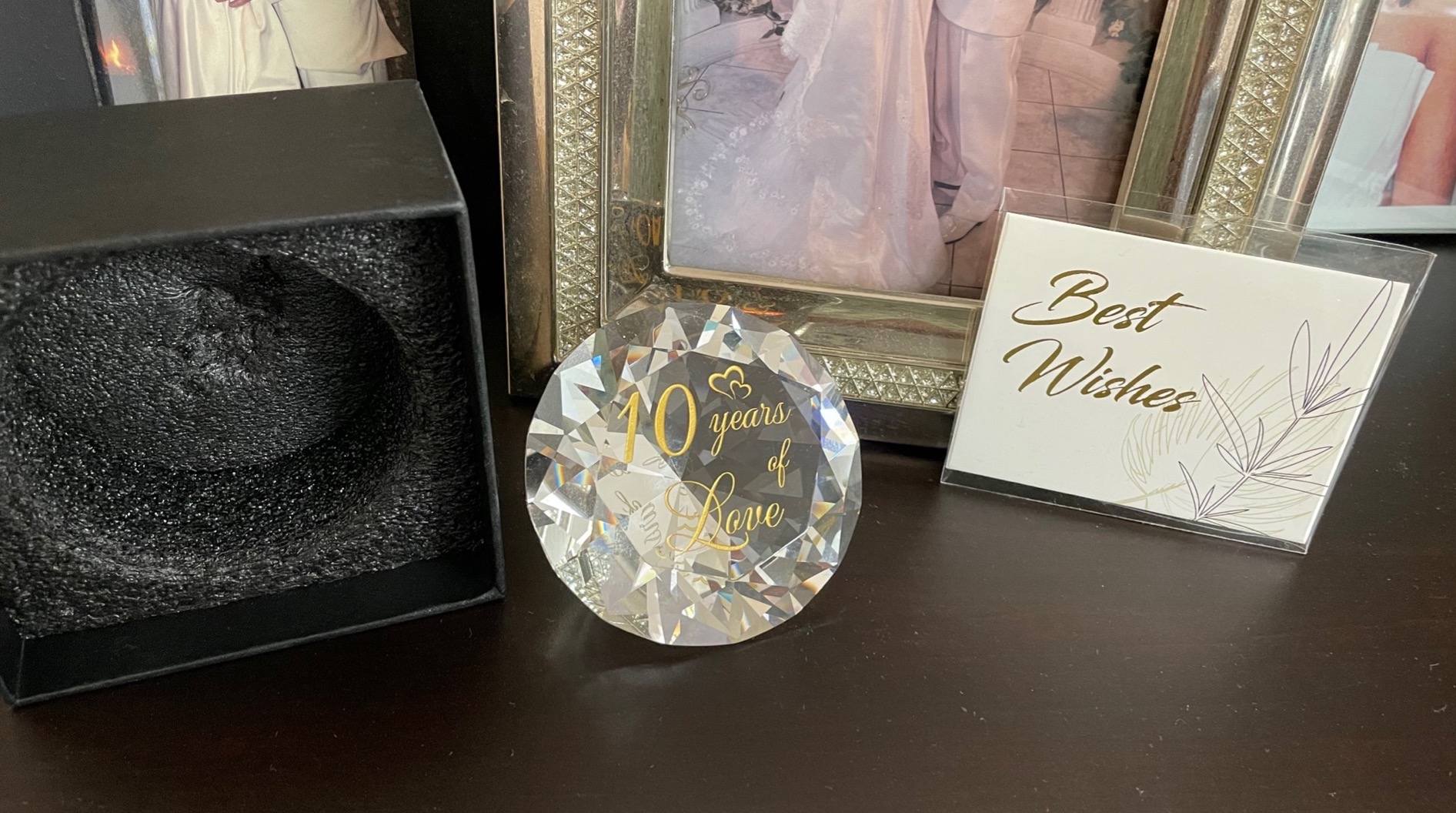 YWHL 60th Wedding Anniversary Diamond Gifts for Couple, 60 Years of Love | Laser Engraving Crystal Diamond Wedding Gift for Parents, 60 years Anniversary Party Decoration customer photo 2