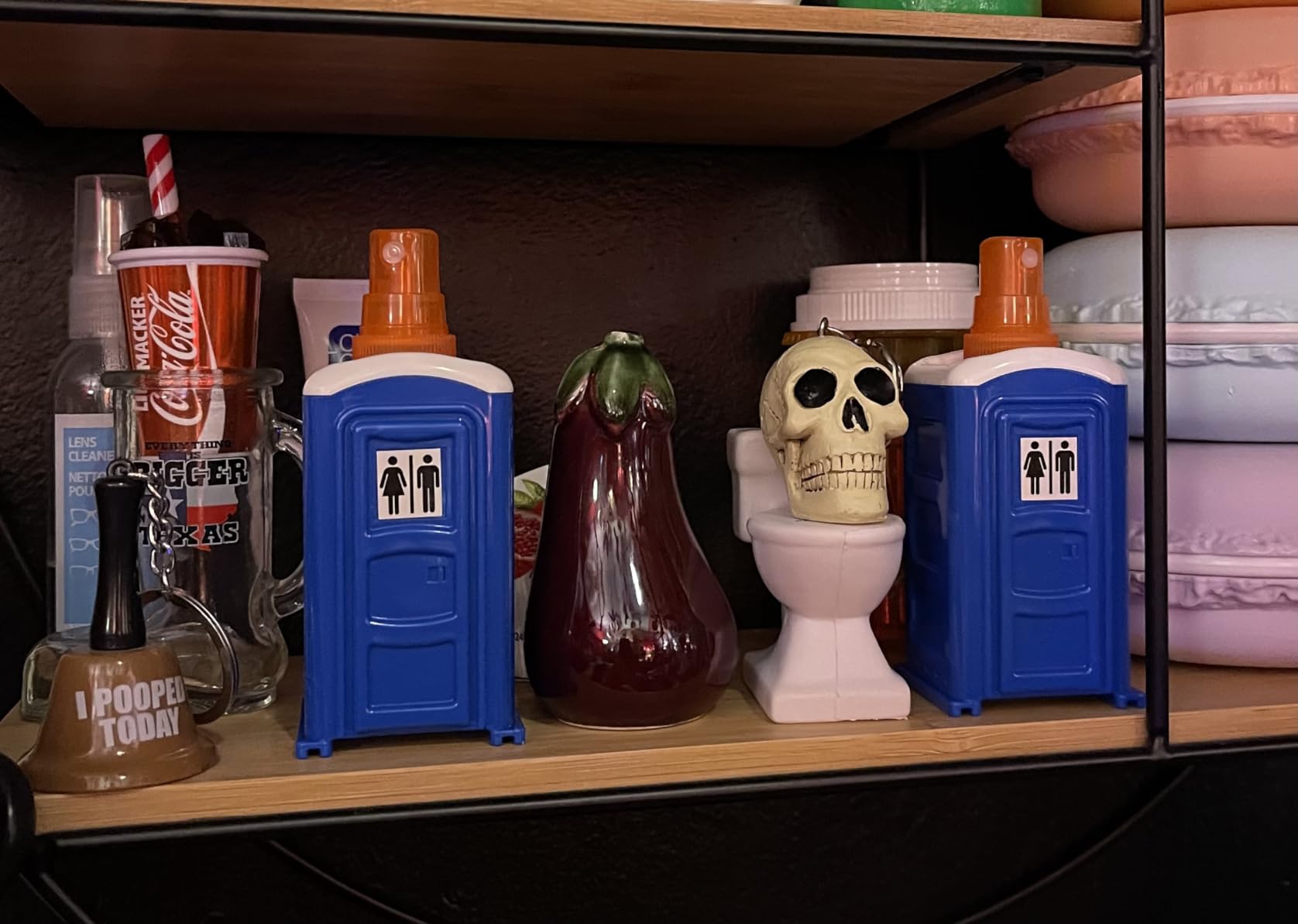Funwares Porta Potty Shot Glasses, Set of 2, 2 oz Novelty Gag Gift for Men | Toilet-Shaped Humor, Durable Scratch-Resistant Plastic, White Elephant, Secret Santa & Shot Glass Collector Favorite customer photo 2