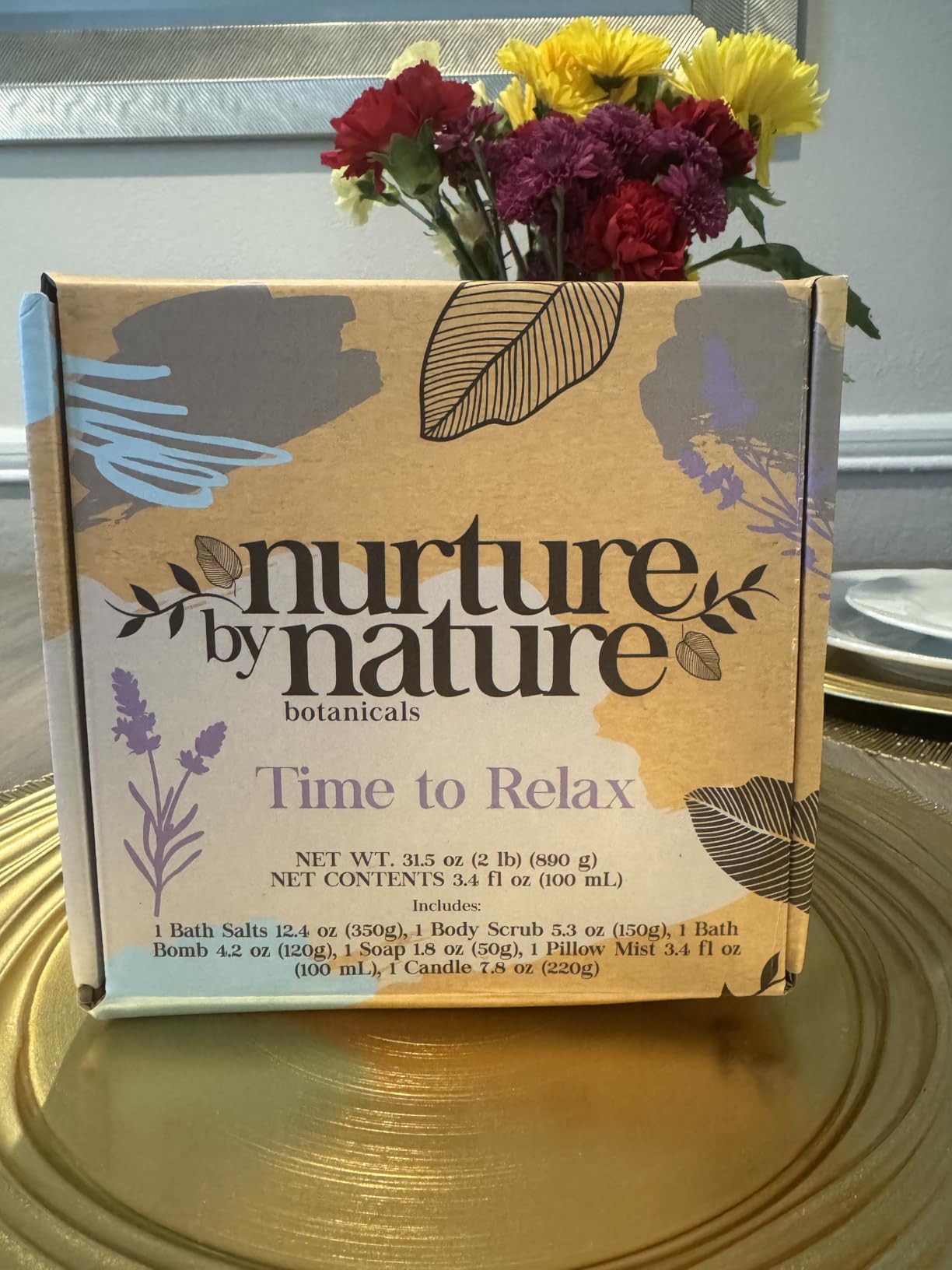 Nurture by Nature Self Care Gifts for Women - Spa Gift Baskets for Women & Relaxation Gifts | At Home Spa Kit | 6 Piece Bath Set with Pillow Spray, Candle, Bath Bomb & Bath Salts customer photo 1