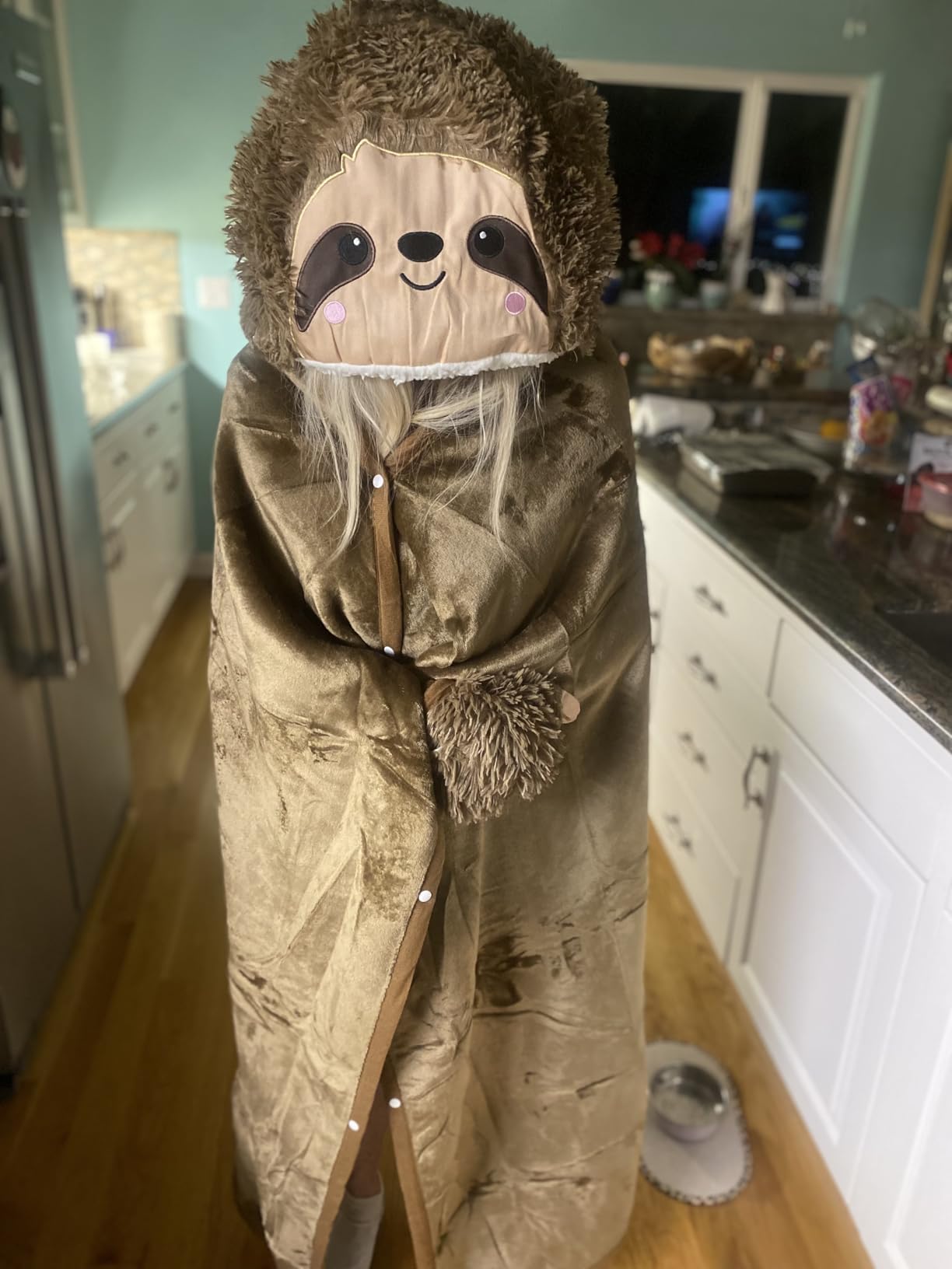 Llama Alpaca Wearable Hooded Blanket for Adults - Fluffy Super Soft Shaggy Faux Fur, Fuzzy Warm Cozy Plush Furry Fleece & Sherpa Hoodie Throw Cloak Wrap - Llama Gifts for Women Adults and Kids customer photo 2