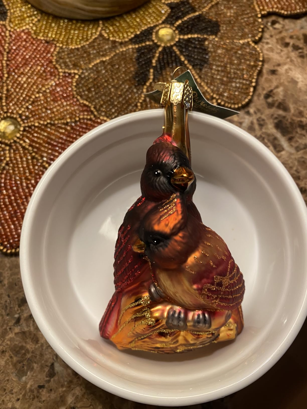 Old World Christmas Red-Headed Woodpecker Glass Blown Ornament for Christmas Tree, Handcrafted Holiday Decoration, Bird Watcher Collection customer photo 1