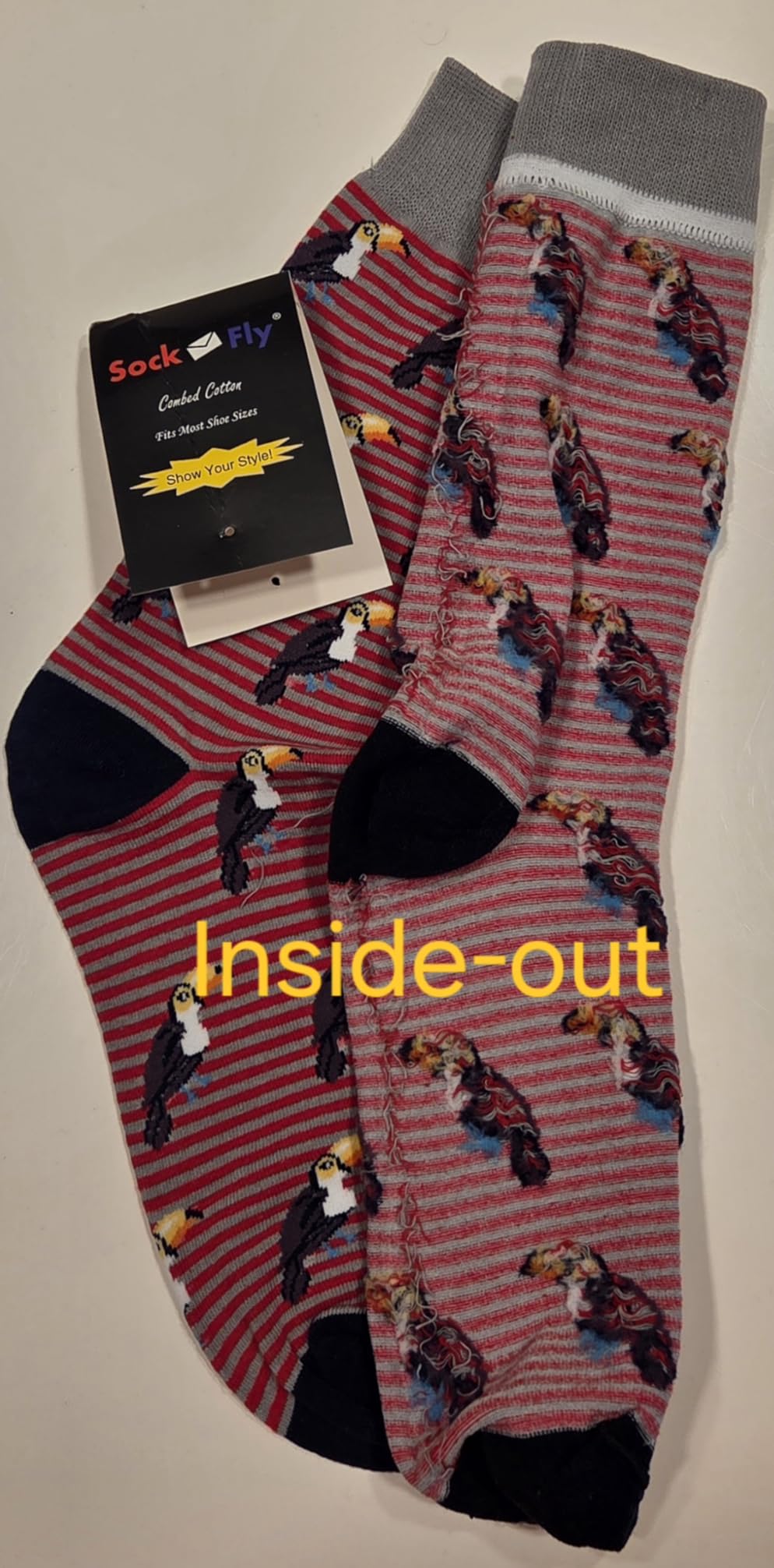 Toucan Dress Socks Funny Novelty Crazy Fun Design Men Size 8-12 Cotton Casual Crew Colorful Funky Fancy Socks Gift for Men customer photo 1