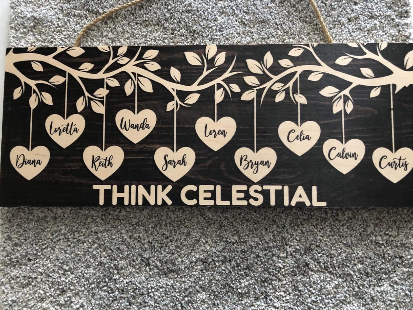 Personalized Family Tree Wood Sign with Names, Custom Best Mom Ever Gift, 4 Wood Colors 7x18 inches customer photo 1