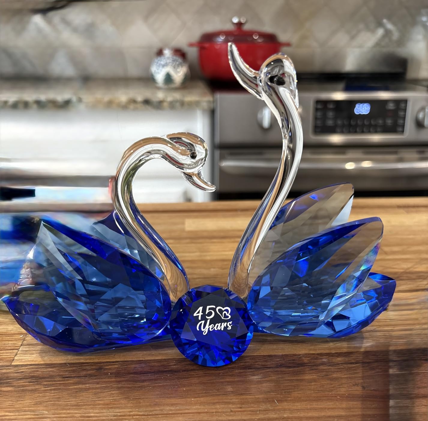 YWHL 55th Wedding Anniversary Decorations, 55 Year Anniversary Swan Gifts for Parents, Emerald Wedding Gifts Her Him, Emerald Green Swan customer photo 2