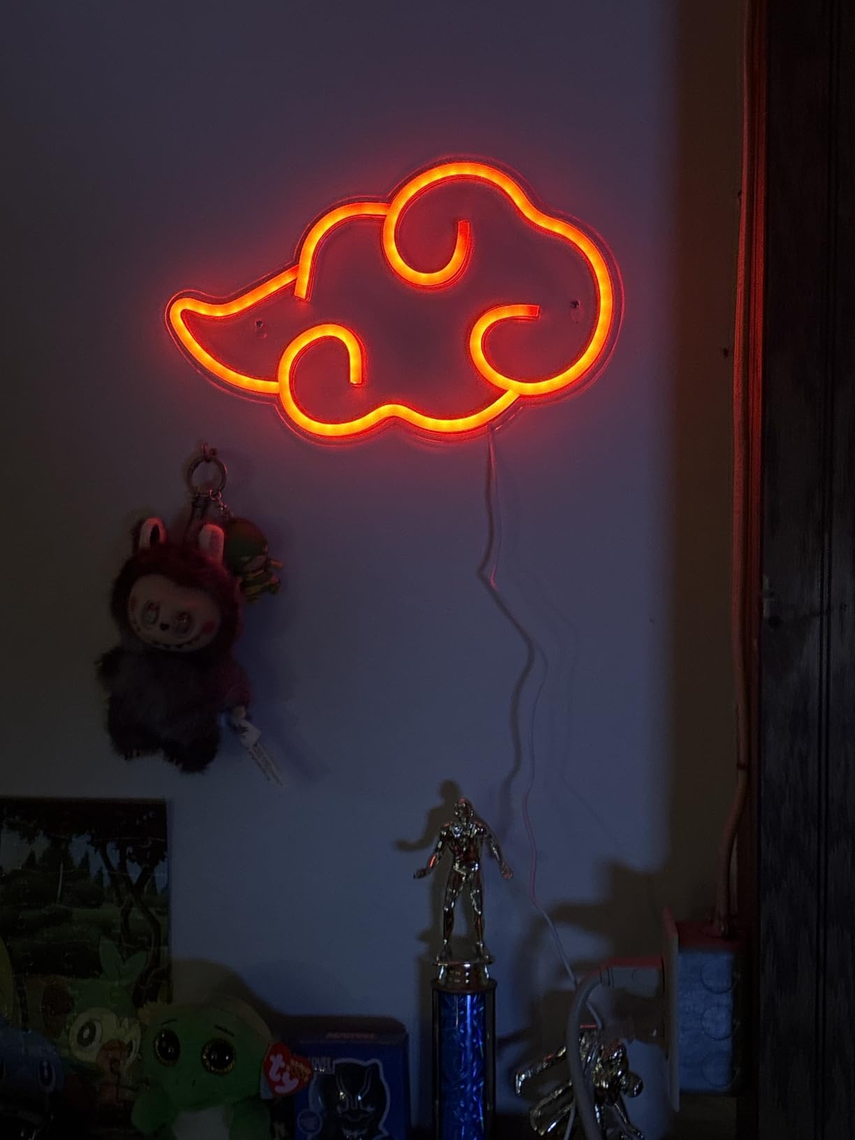 Dleouly Anime Neon Sign, LED Red Cloud Neon Signs for Wall Decor, Dimmable Gaming Neon Sign Wall Signs USB Night Neon Light for Bedroom Game Room Man Cave Party, Gifts for Your Son, Boyfriend (12x7in) customer photo 2