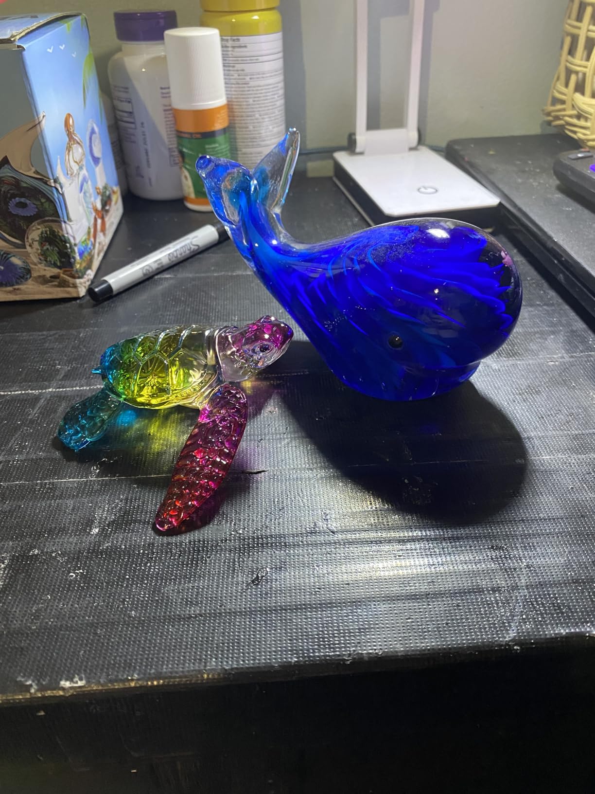 Blue Glass Whale Hand Blown Art Glass Whale Decor, Handmade Glass Animal Paperweight Ocean Figurine customer photo 1