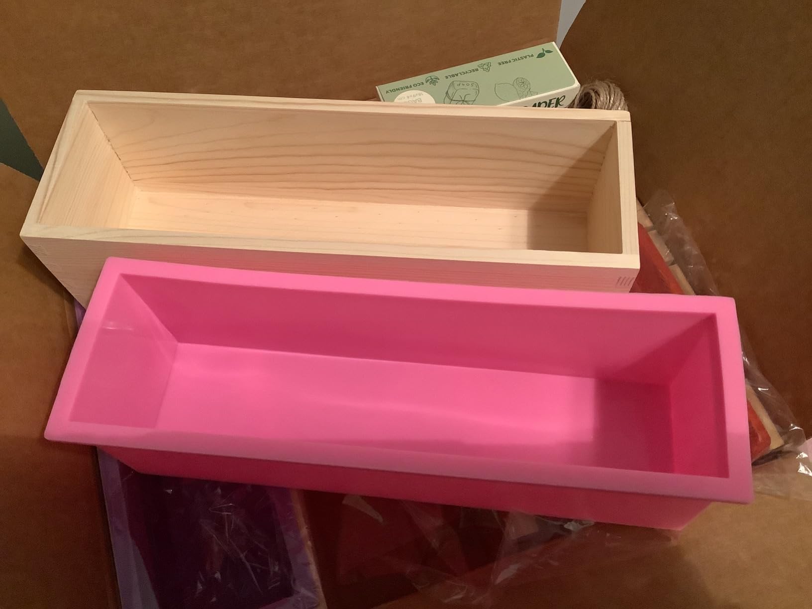 Soap Mold Making Kit with Wooden Cutter Soap Molds Silicone 46oz Purple - Melt and Pour or Cold Process, 50pc Soap Packaging Paper Bags and Slicer - Gift for Wife Women Housewife Soaper customer photo 1