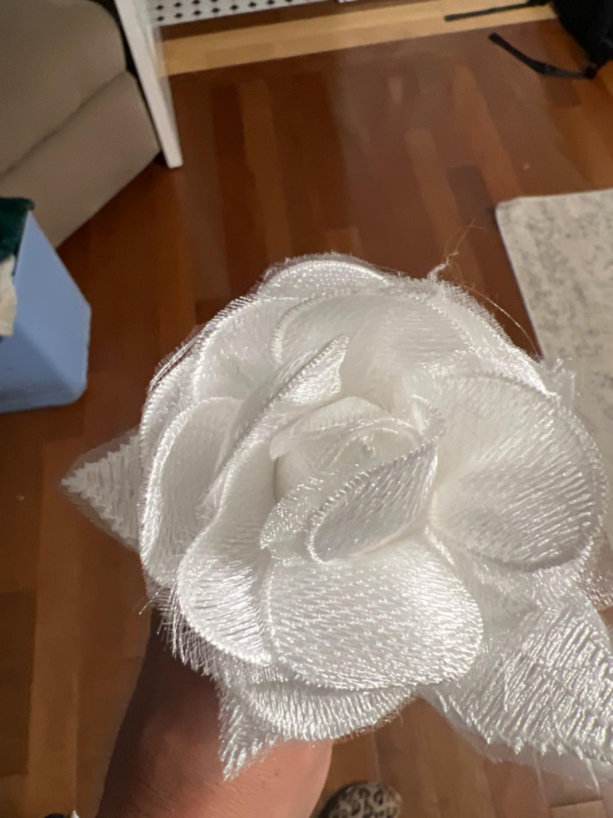 Handmade Lace Rose for 13th Wedding Lace Flower for Wife Husband, 13 Year for Her Him, Valentine's Day Mother's Day (White) customer photo 2