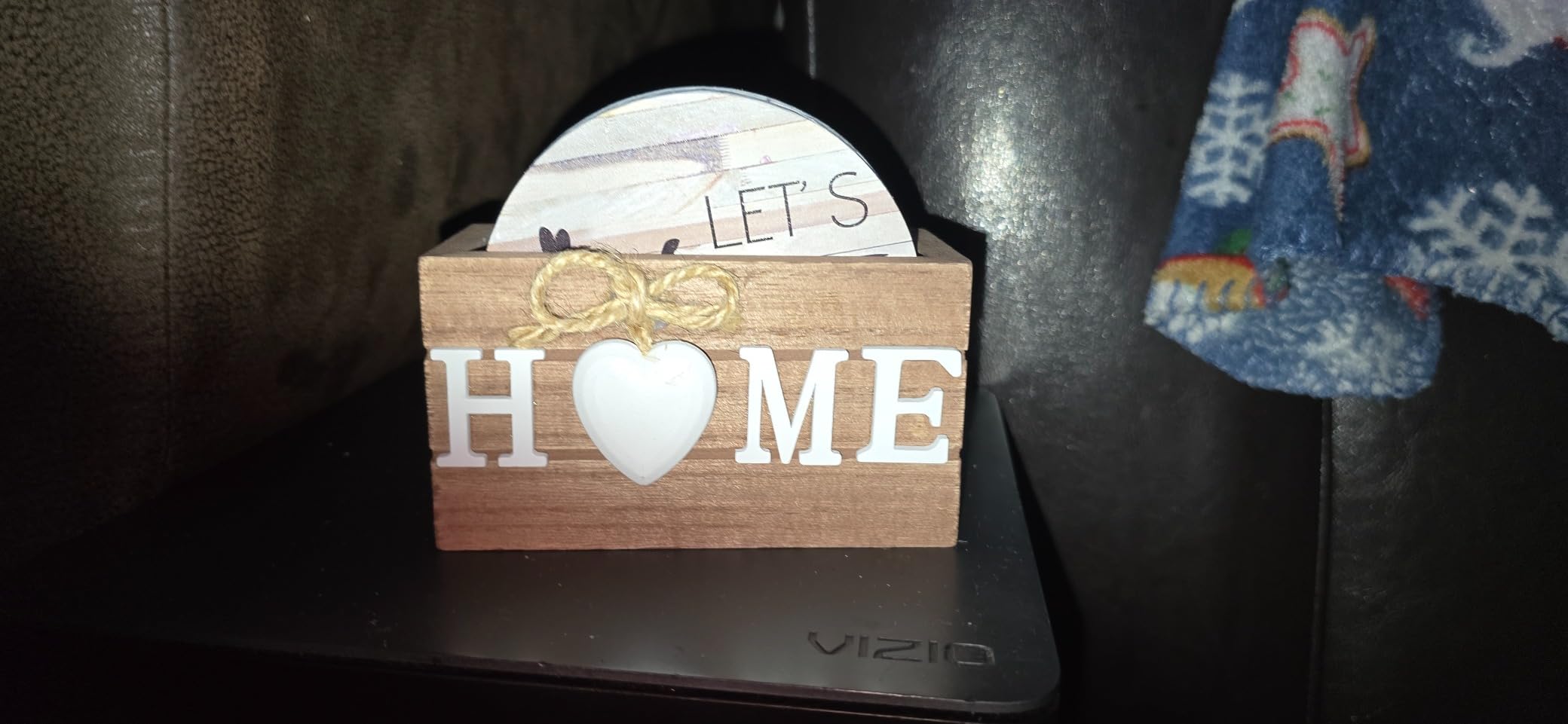 Queekay House Warming Gifts New Home Farmhouse Coasters Set of 6, Mixed | Wooden Coasters for Drink with Holder, 4'', Funny Home Decoration for Family Coffee Bar Table Protection, New Home Gift Ideas customer photo 1