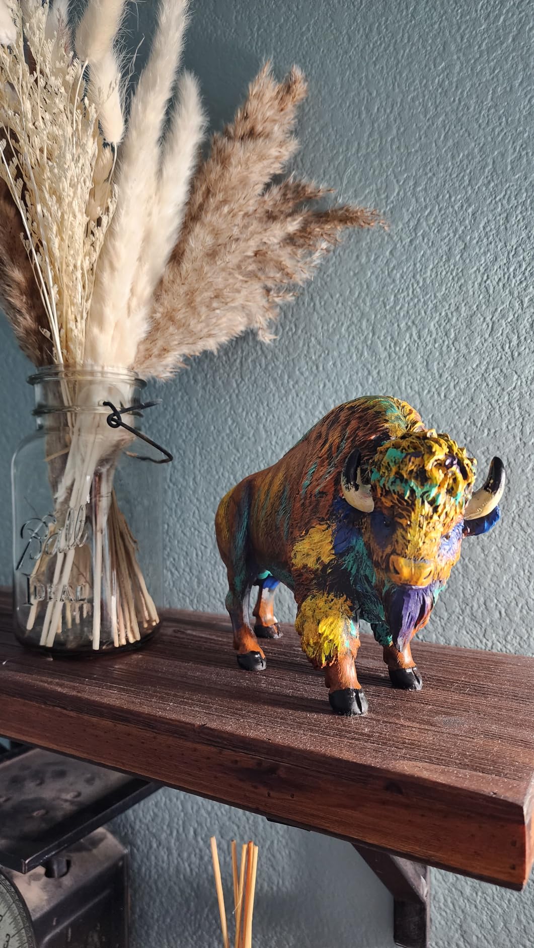 Resin Bison Figurine Majestic American Buffalo Statue Wildlife Decor | Rustic colorful lifelike details animal sculpture customer photo 2