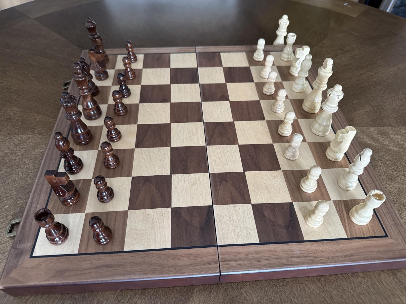 Magnetic Wooden Chess Set for Adults Kids 15'' Chess Board with Handmade Pieces, Folding Portable Travel Unique Chess Sets Game for Tournament Professional Beginner customer photo 2