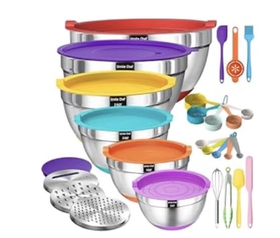 Mixing Bowls with Airtight Lids Set, 26PCS Stainless Steel Khaki Bowls with Grater Attachments, Non-Slip Bottoms & Kitchen Gadgets Set, Size 7, 4, 2.5, 2.0, 1.5, 1QT, Great for Mixing & Serving customer photo 1