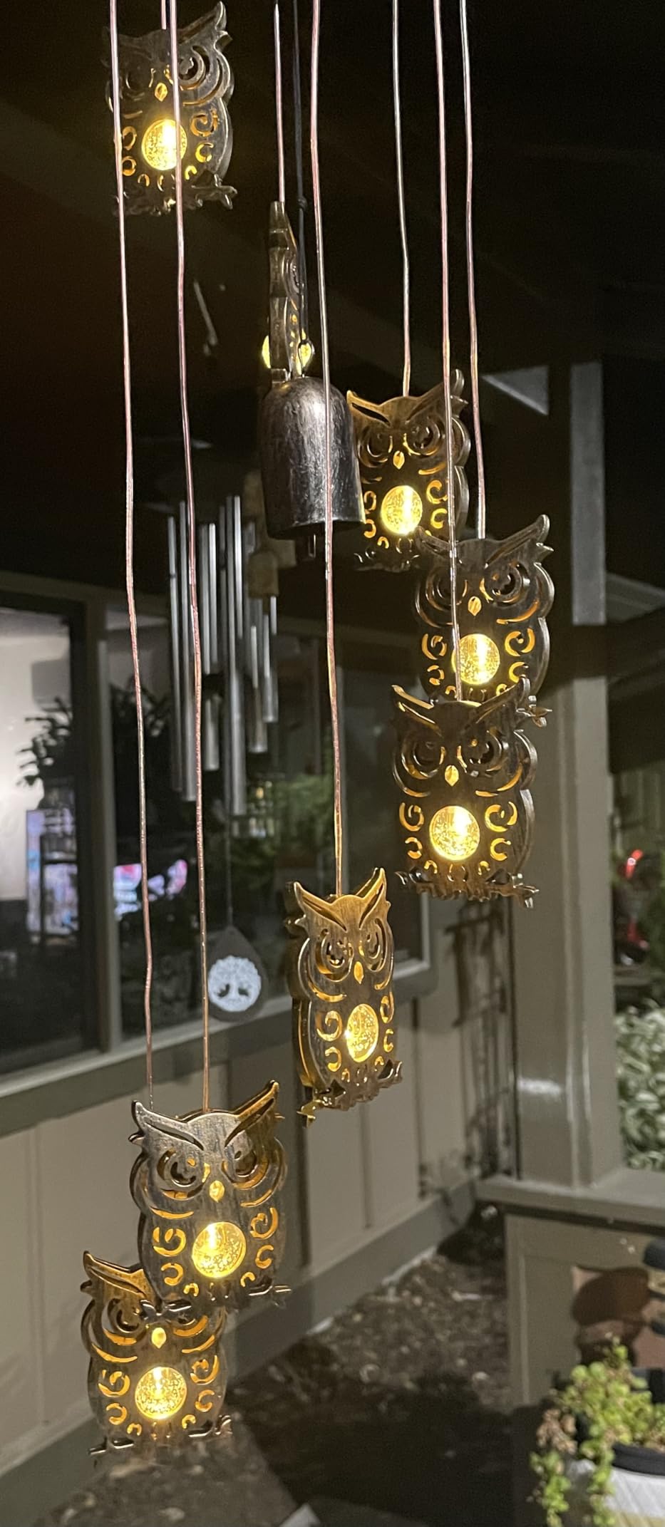 8 LED Solar Upgrade Owl Wind Chimes, Outdoor, Warm LED Owl Decor | Mom Gifts, Mothers Day, Grandma, Wife, Gift, for Outside, Christmas customer photo 1