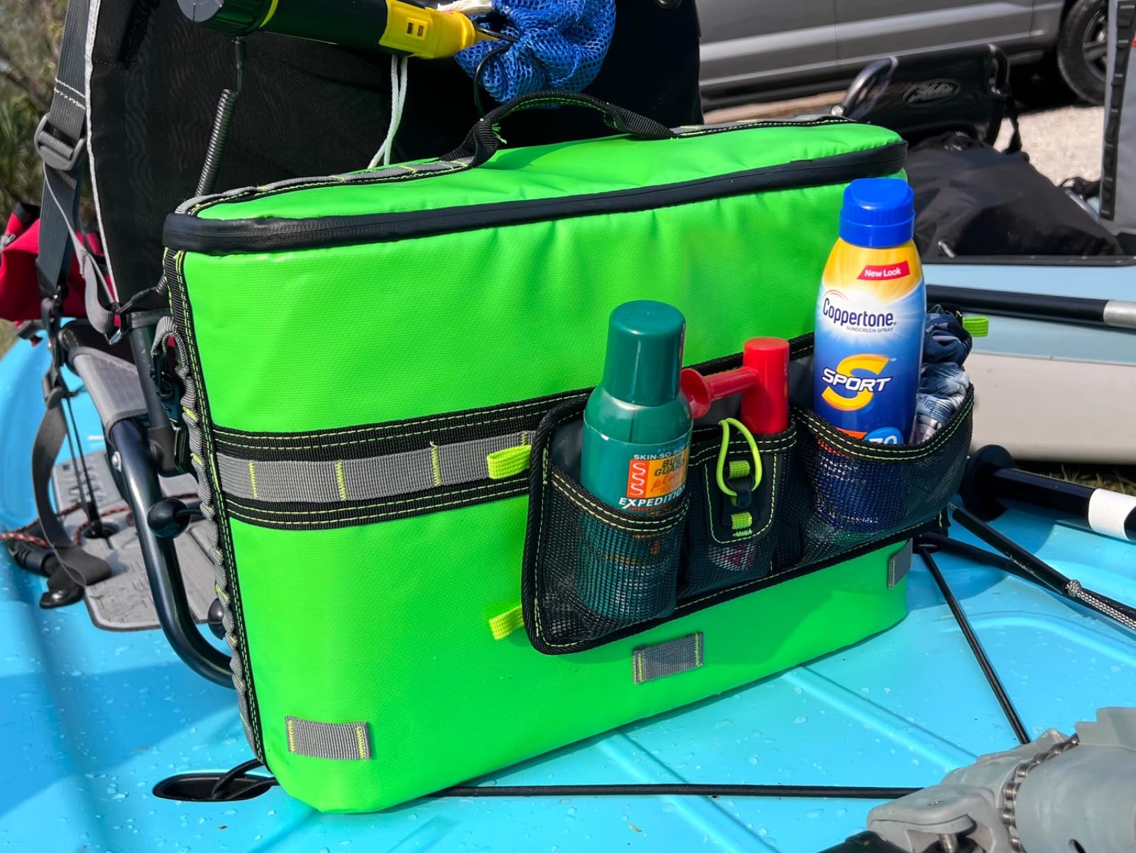 Kayak Cooler Behind Seat, Waterproof Cooler for Kayaking | Mesh Pockets, 12 Bottles or 24 Can Capacity, Includes Bungee Cords, Kayak Accessories Cooler Bag for Travel & Beach customer photo 1