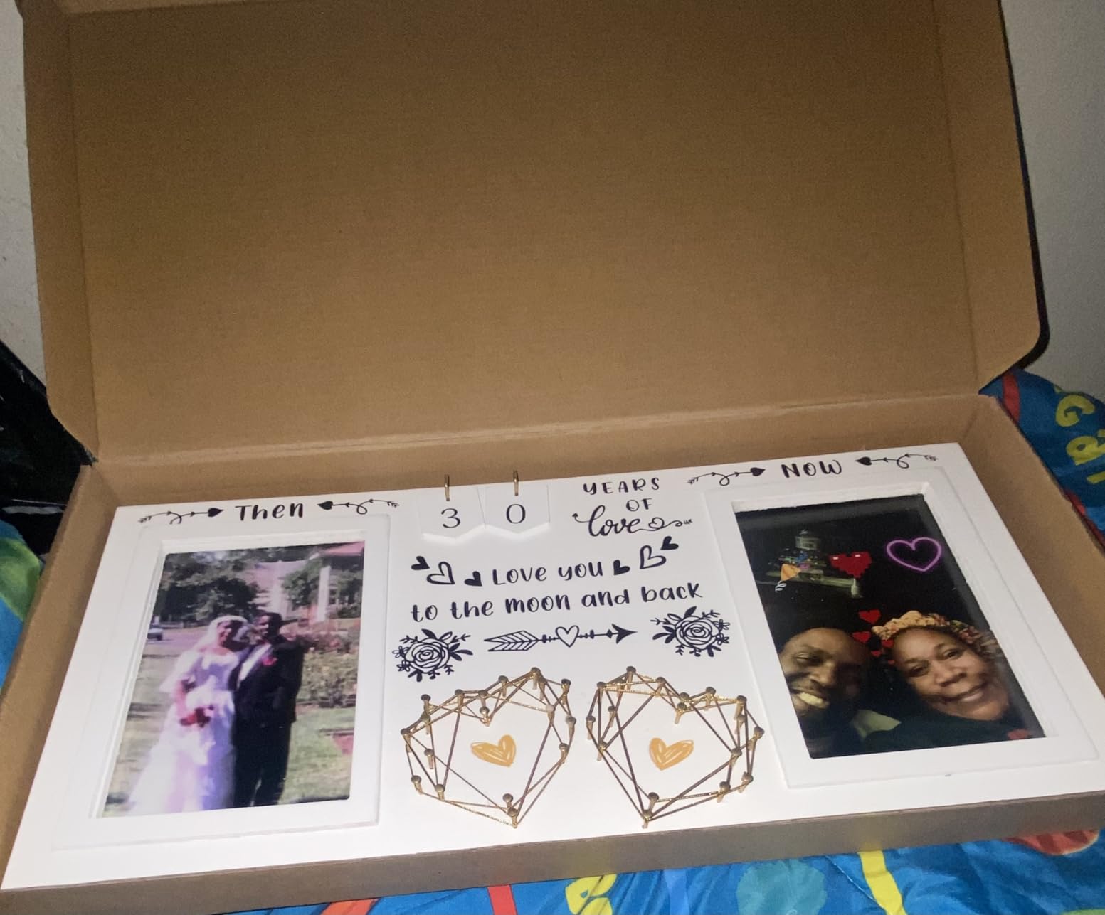 Then & Now Anniversary Picture Frame - 1-99 Years Anniversary Wedding Gift for Couple, Engagement Bridal Shower Gifts for Couples Wood Photo Frame Holds 2 4x6 Inches Photos customer photo 1