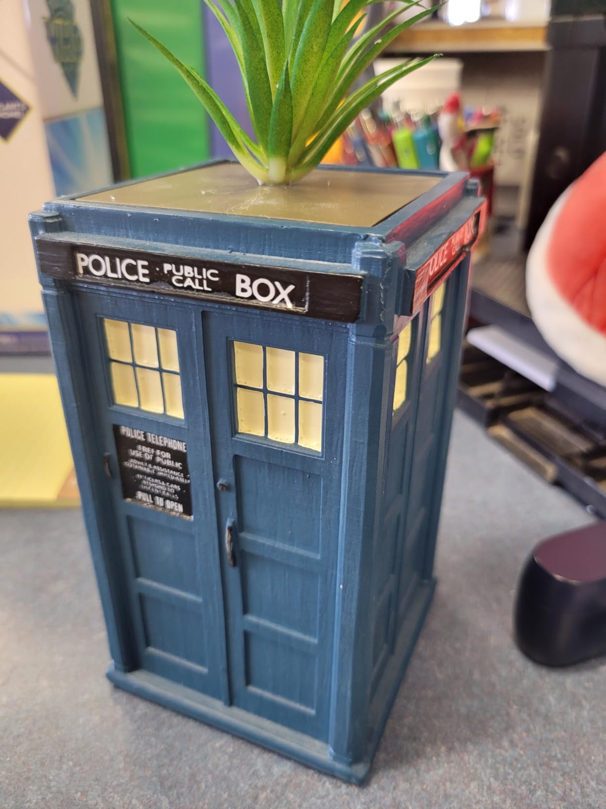 Doctor Who TARDIS Ceramic Planter - 6-Inch Blue Police Box Succulent Pot for Real or Faux Plants - Official BBC Time Lord Home Decor customer photo 2