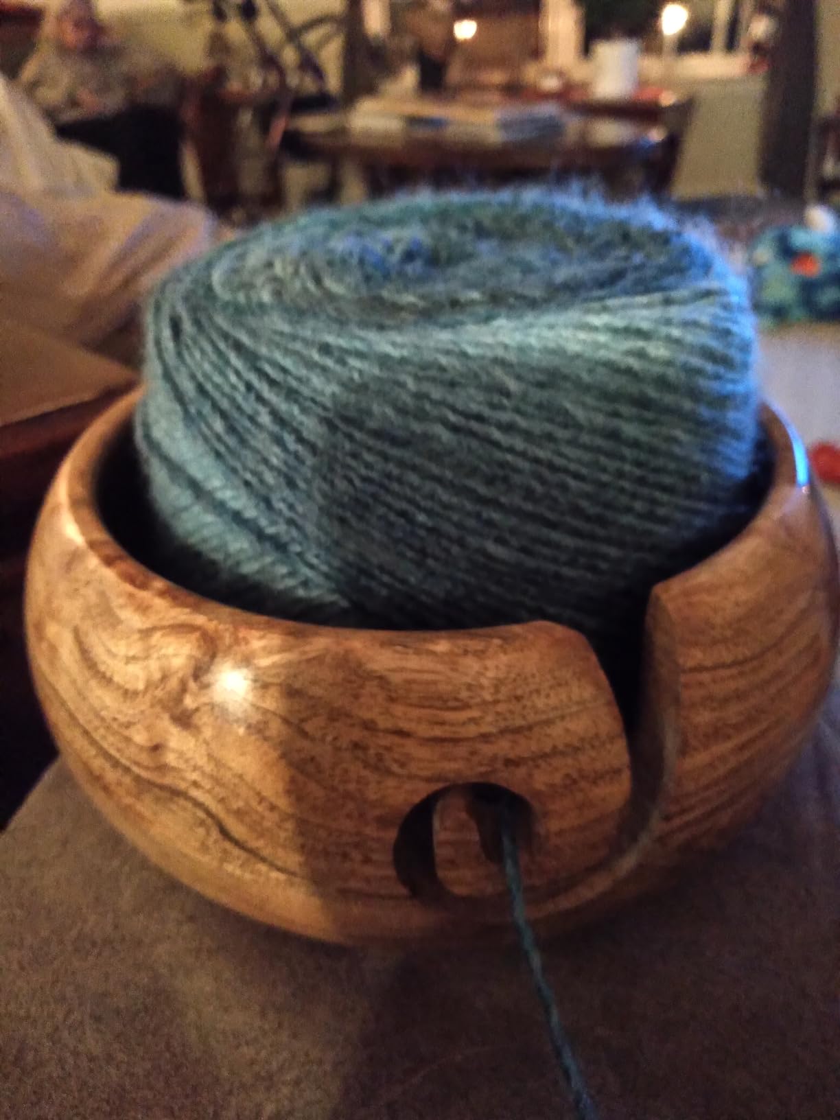 Acacia Wood Wooden Yarn Bowl for Crocheting & Knitting Hand Made by Indian Artisans Birthday Gifts for Mom & Knitting Lovers (6