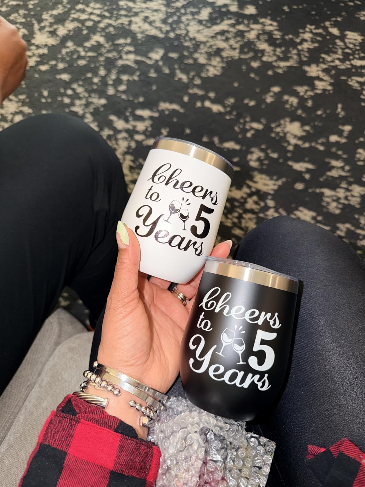 60th Anniversary Diamond Wedding Gifts - 2 Pack 12OZ Wine Tumbler Decorations for Couple, Husband, Wife, Parents, Grandparents customer photo 1