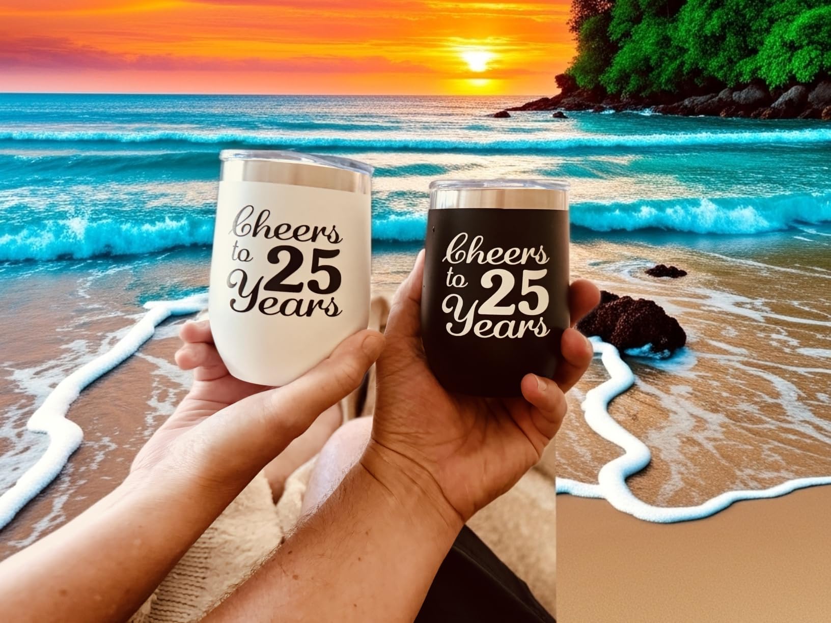 60th Anniversary Diamond Wedding Gifts - 2 Pack 12OZ Wine Tumbler Decorations for Couple, Husband, Wife, Parents, Grandparents customer photo 2