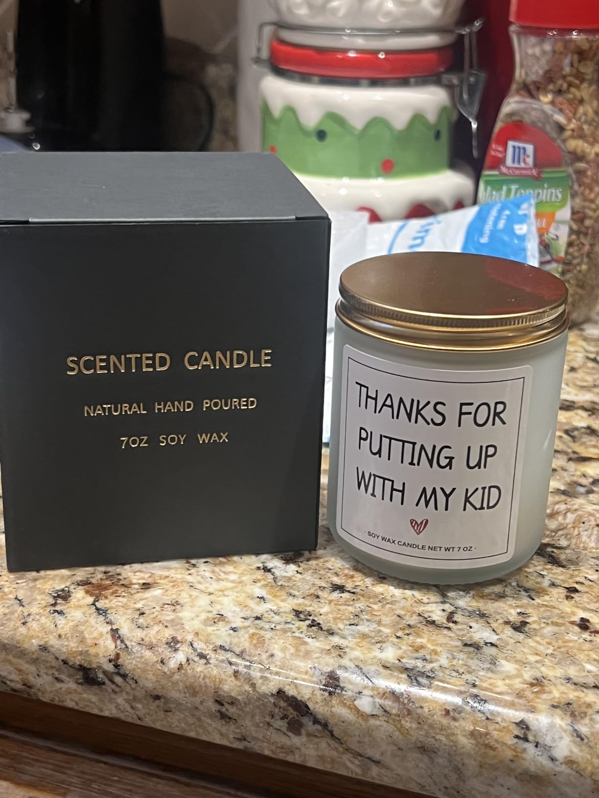 Teacher Appreciation Gifts Thank You Gifts for Daycare Teacher Women Men Nanny Retirement Gifts - Thanks for Putting up with My Kid Candle - 7 oz customer photo 1