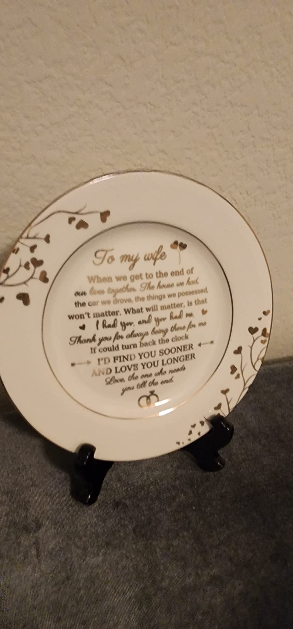 Urllinz 60th Anniversaty Plate with 24k Gold Foil - 60 Year Diamond Anniversary Wedding Gifts for Parents Couple Grandparents, Ceramic 9