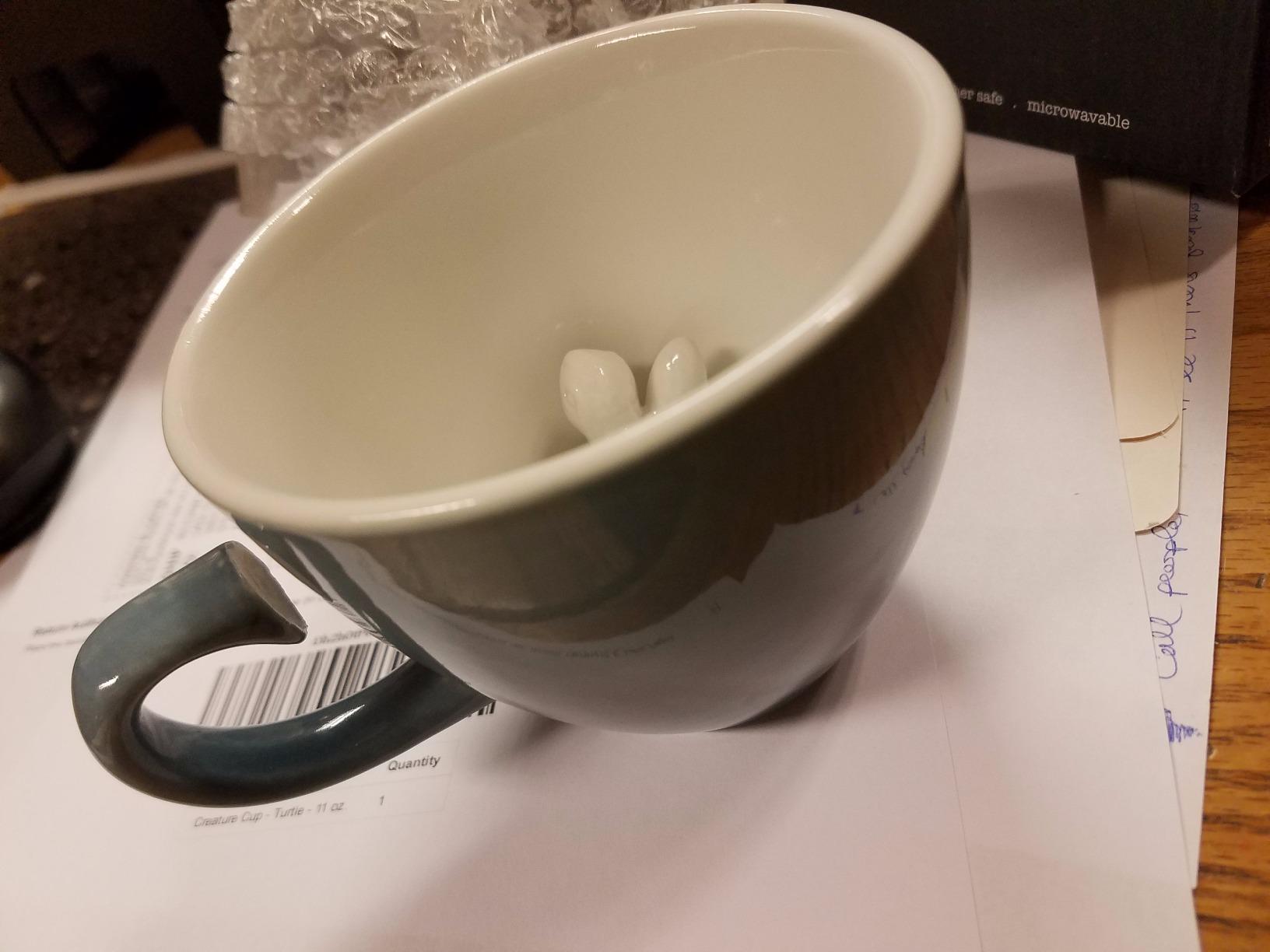 Creature Cups - Whale Tail Ceramic Mug - 11 oz Ocean Blue Coffee Cup with Hidden 3D Whale Tail Inside customer photo 2