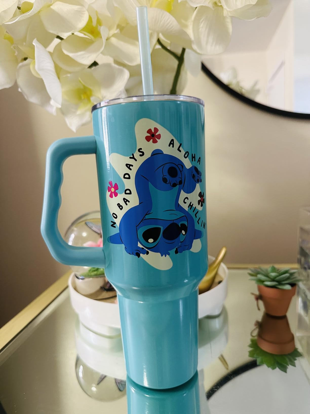 Silver Buffalo Nightmare Before Christmas, Stainless Steel Tumbler, 40oz | Disney, Double Walled, Handle, Straw, Fits in Standard Cup Holder, Jack Skellington Hill and Moon, White, Black, 1.18 Liters customer photo 1