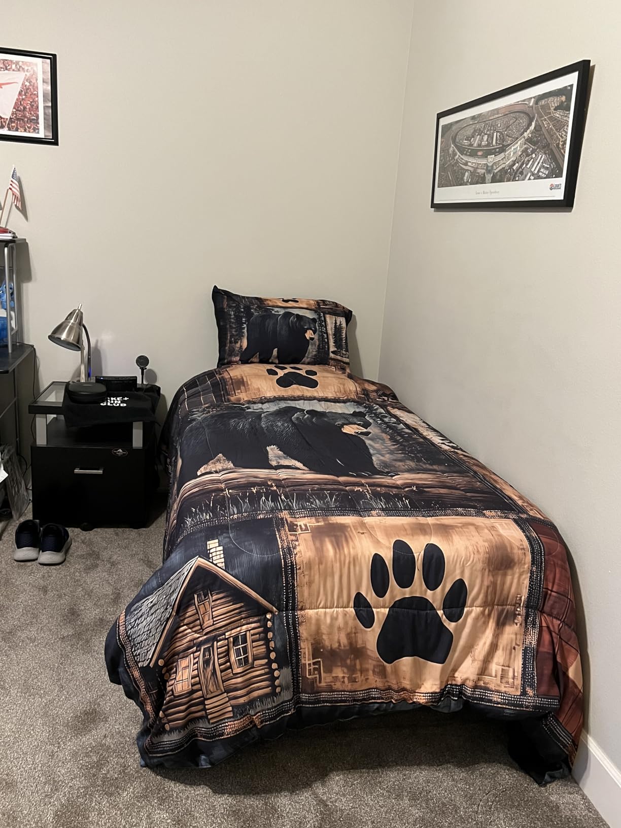 AILONEN Boys Bedding Set - Wolf Printed Comforter Set, Queen Size, 3Pcs Safari Wolves Duvet Set, 1 Quilt and 2 Pillowcases customer photo 1