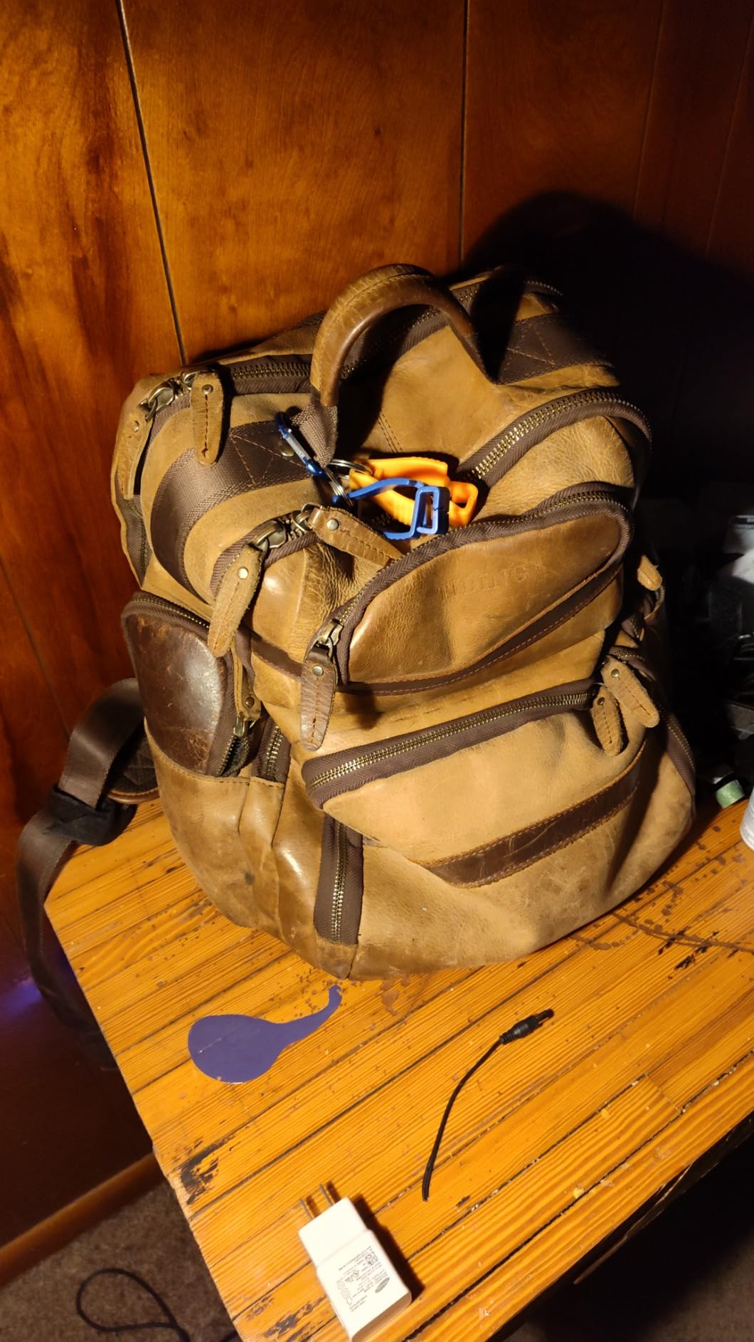 TIDING Men's Leather Backpack 14