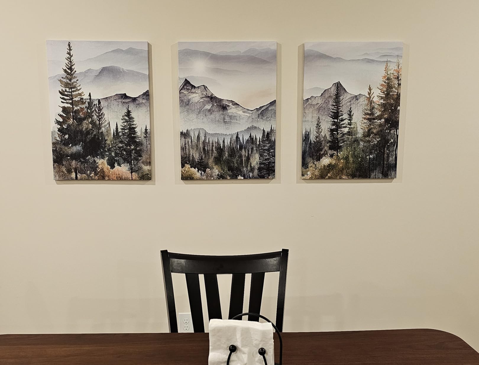 MHARTK66 Wall Art for Living Room Modern Wall Decor for Bedroom Office Decor Abstract Mountain Forest Landscapes Ink Painting 3 Piece Framed Canvas Art Prints Ready to Hang Wall Pictures Home Decor customer photo 1
