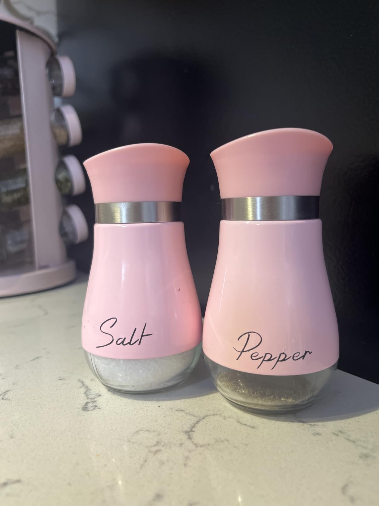 Arrozon Rooster Salt and Pepper Shakers - 4 oz Glass Set, Steel Lids | Rooster Design with Glass Bottoms and Stainless Steel Lids Adds Farmhouse Charm to Kitchen Counters and Makes Refilling Easy. customer photo 1