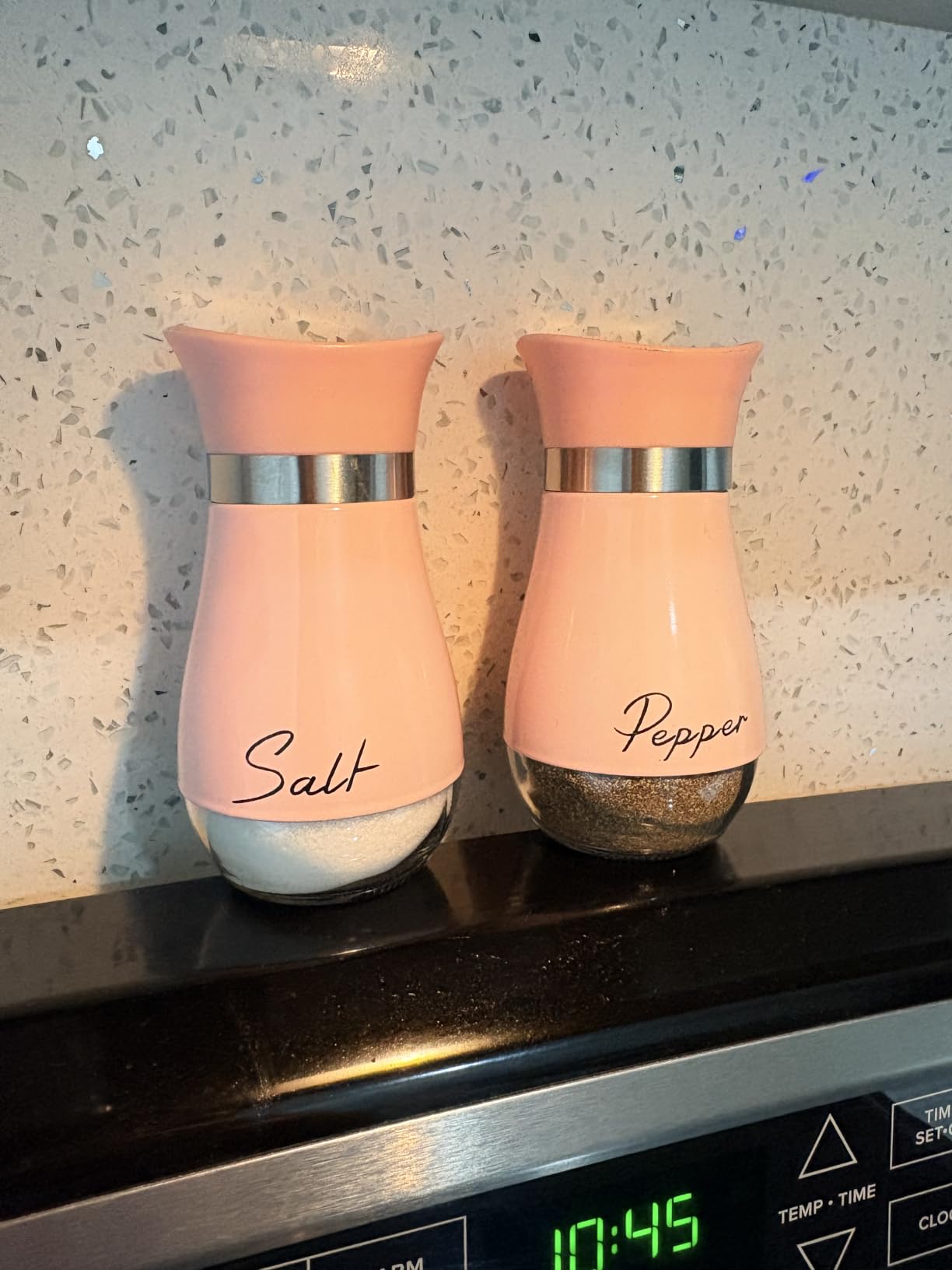 Arrozon Rooster Salt and Pepper Shakers - 4 oz Glass Set, Steel Lids | Rooster Design with Glass Bottoms and Stainless Steel Lids Adds Farmhouse Charm to Kitchen Counters and Makes Refilling Easy. customer photo 2