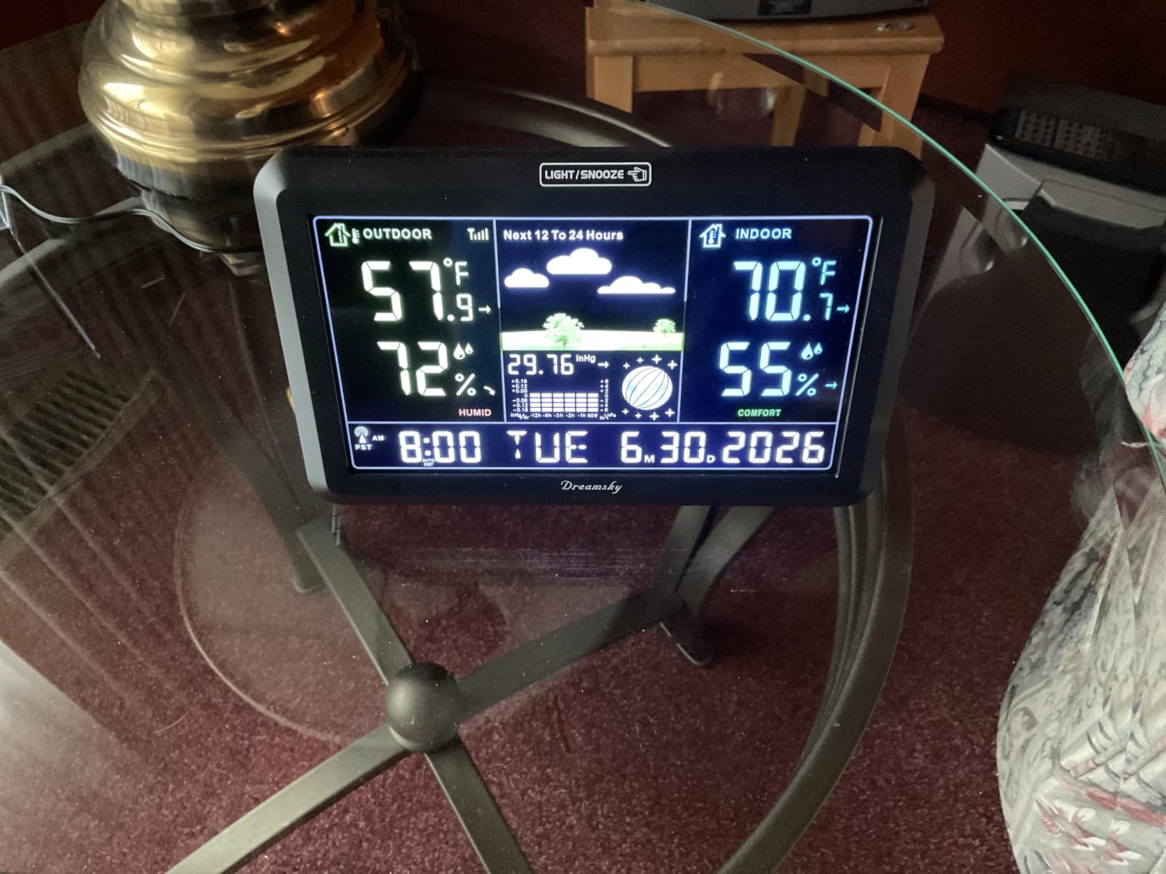 DreamSky Weather Station Indoor Outdoor Thermometer Wireless with Digital Atomic Clock for Home, Large Display with Dimmer, USB Port, Inside Outside Temperature Humidity Monitor (Plug-in) customer photo 1