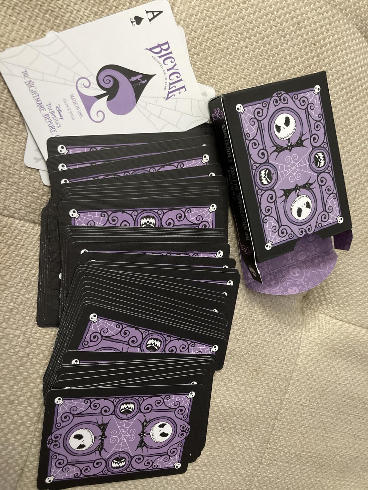 Disney Tim Burton Nightmare Before Christmas Playing Cards Jack 1 Deck | Custom court cards with Jack Skellington and Sally, Purple foil accents, Air Cushion Finish, Made in USA customer photo 1